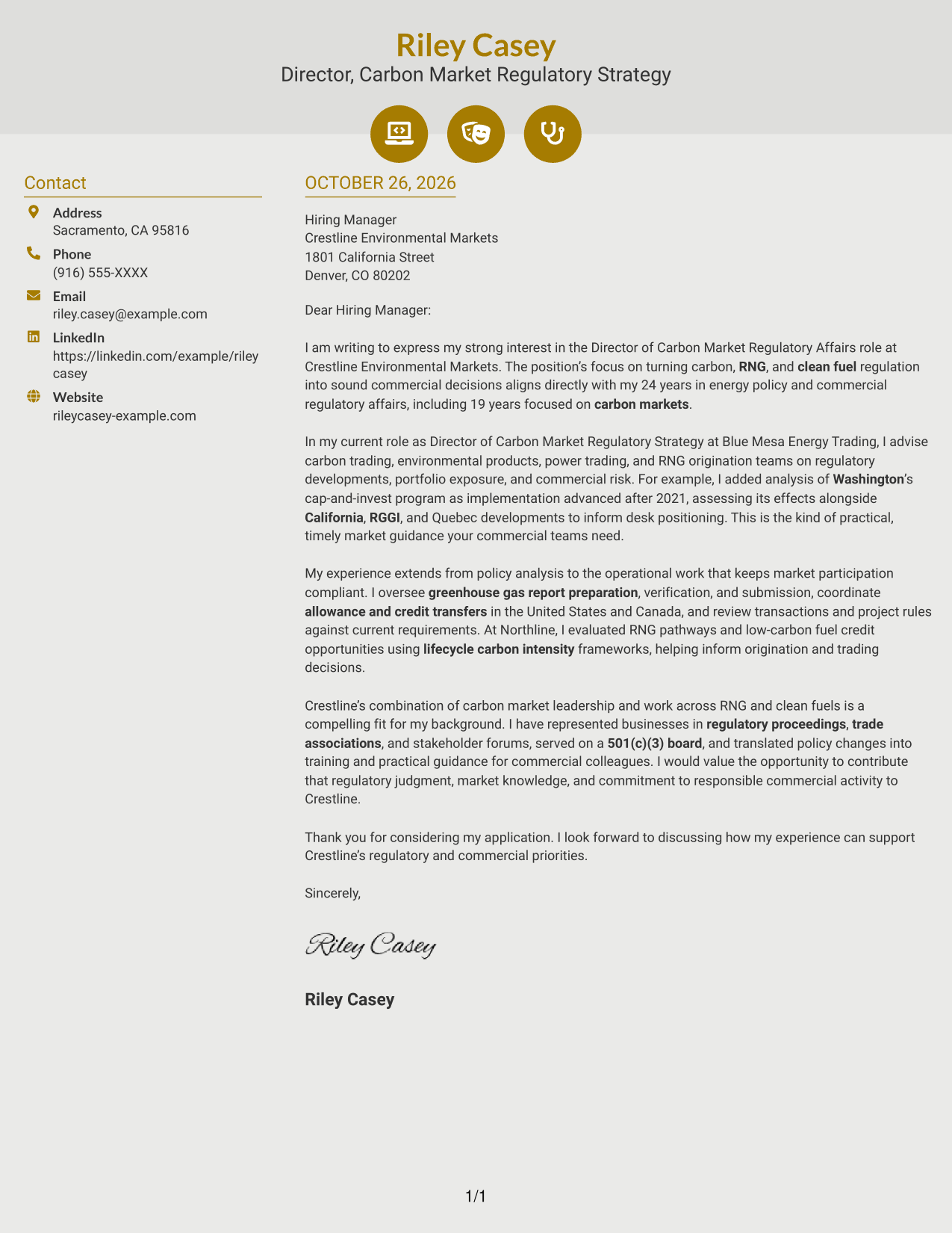 Cover letter example — page 1