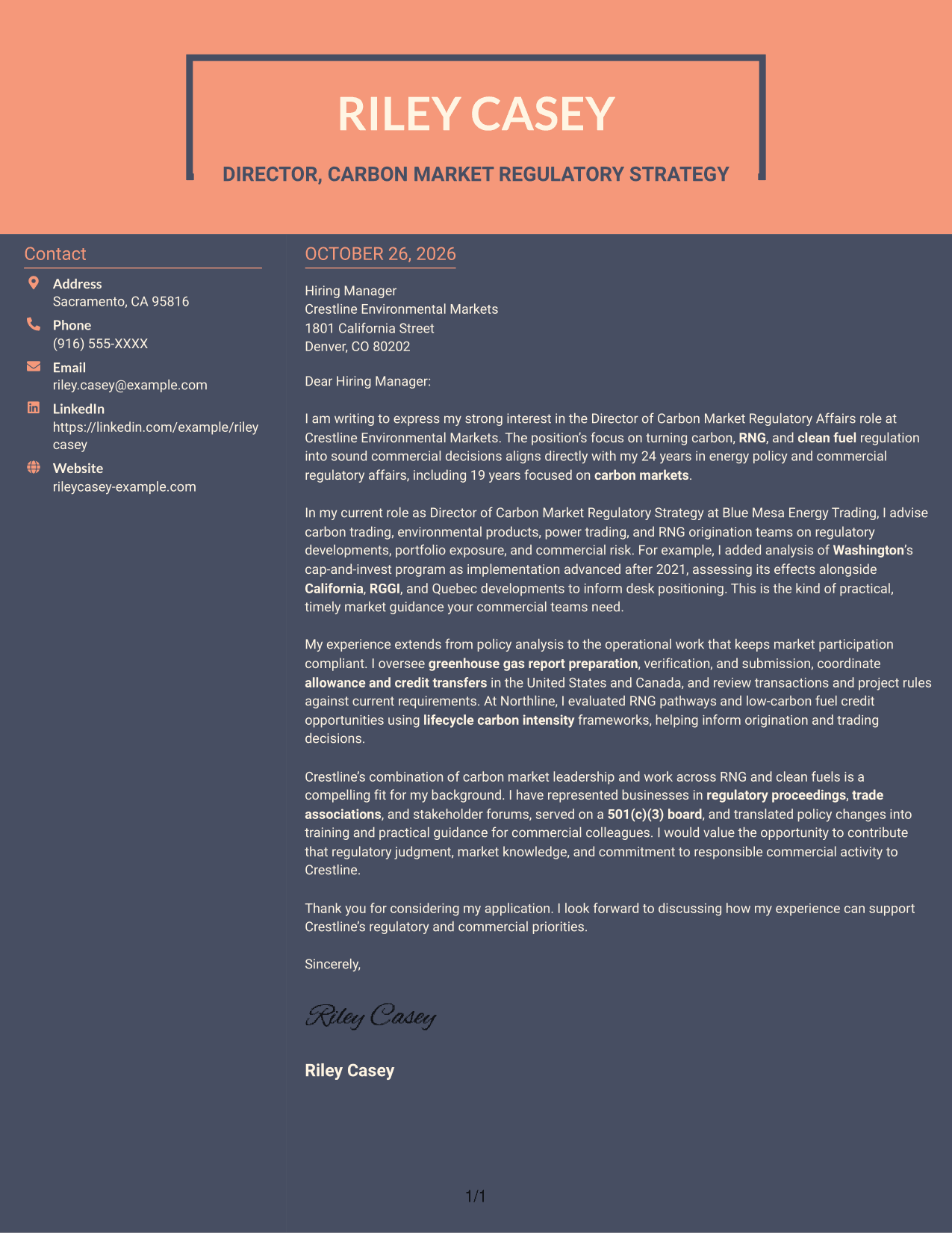 Cover letter example — page 1