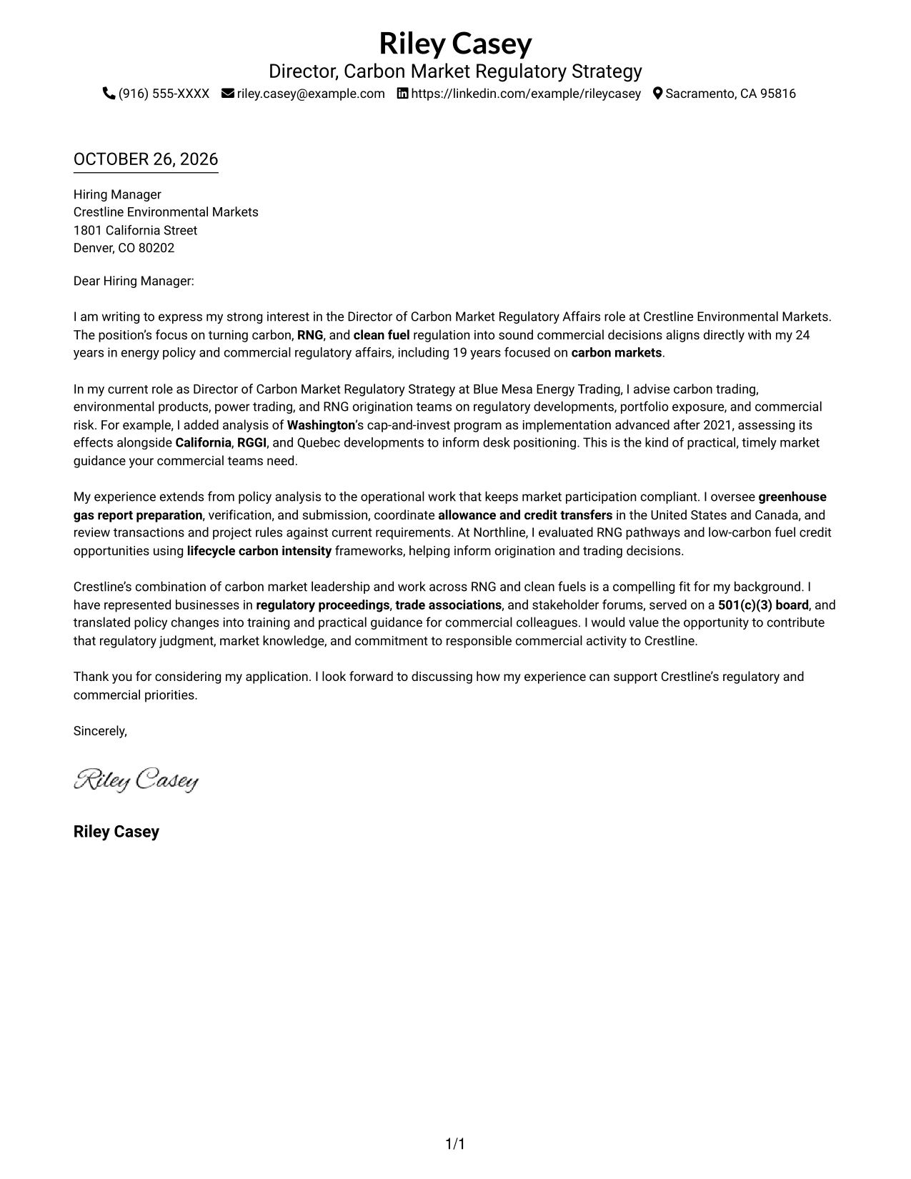 Cover letter example — page 1