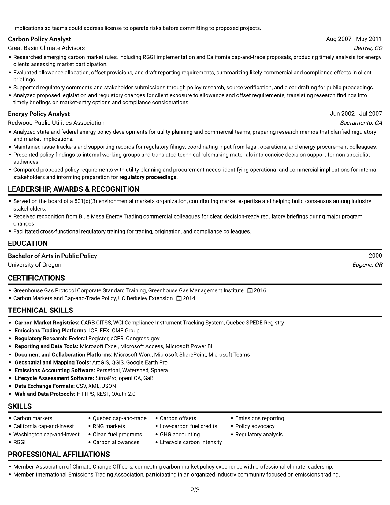 Resume example — page 2