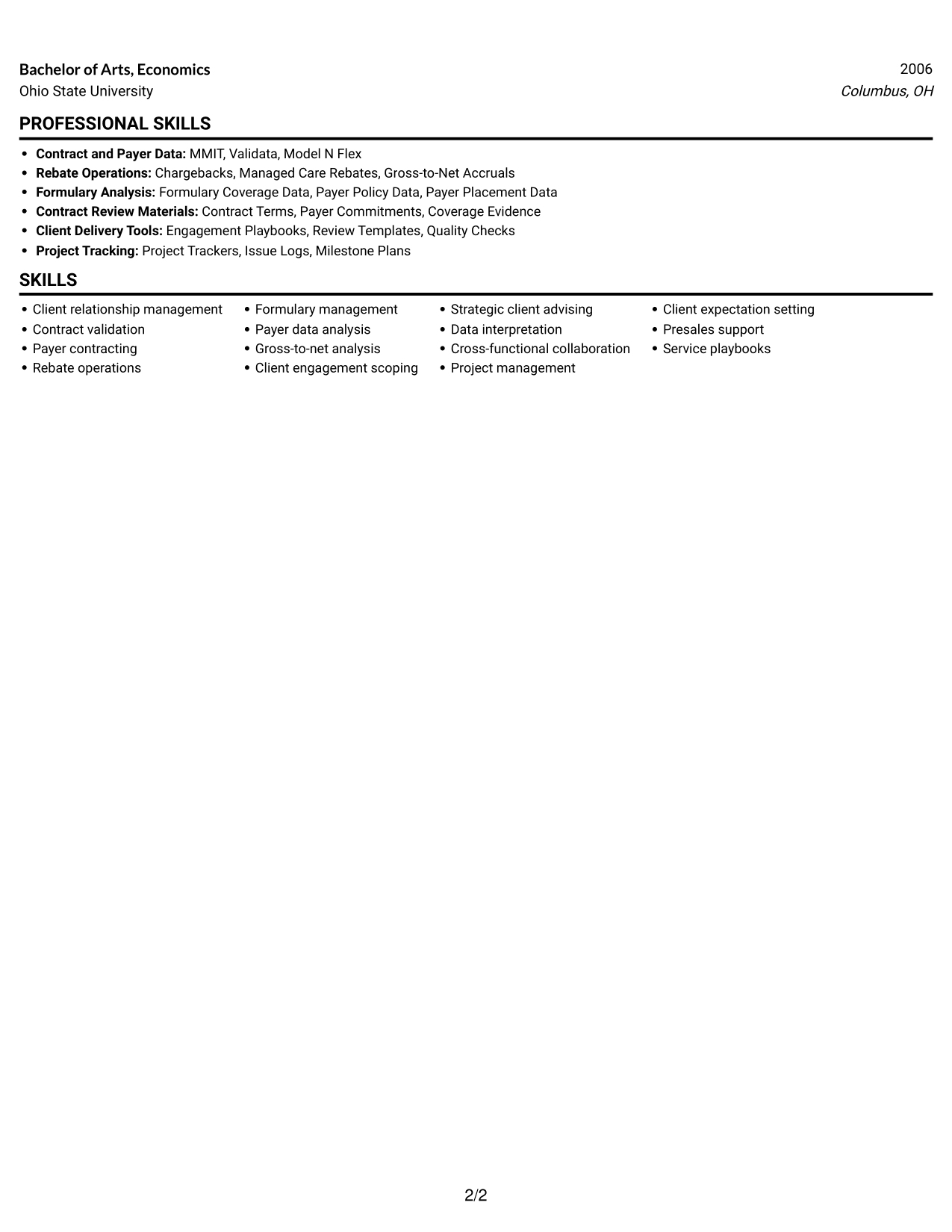 Resume example — page 2