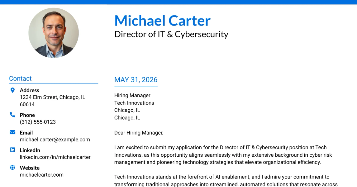 30+ Director of IT & Cybersecurity Cover Letter Templates with Example 2026