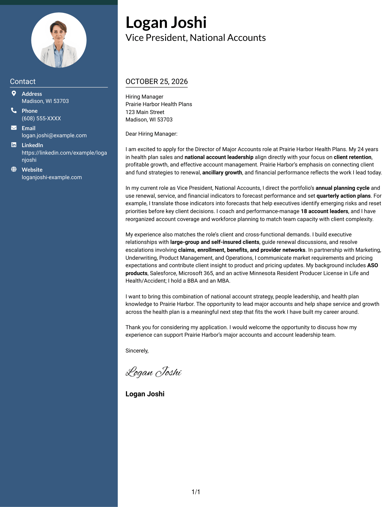 Cover letter example — page 1