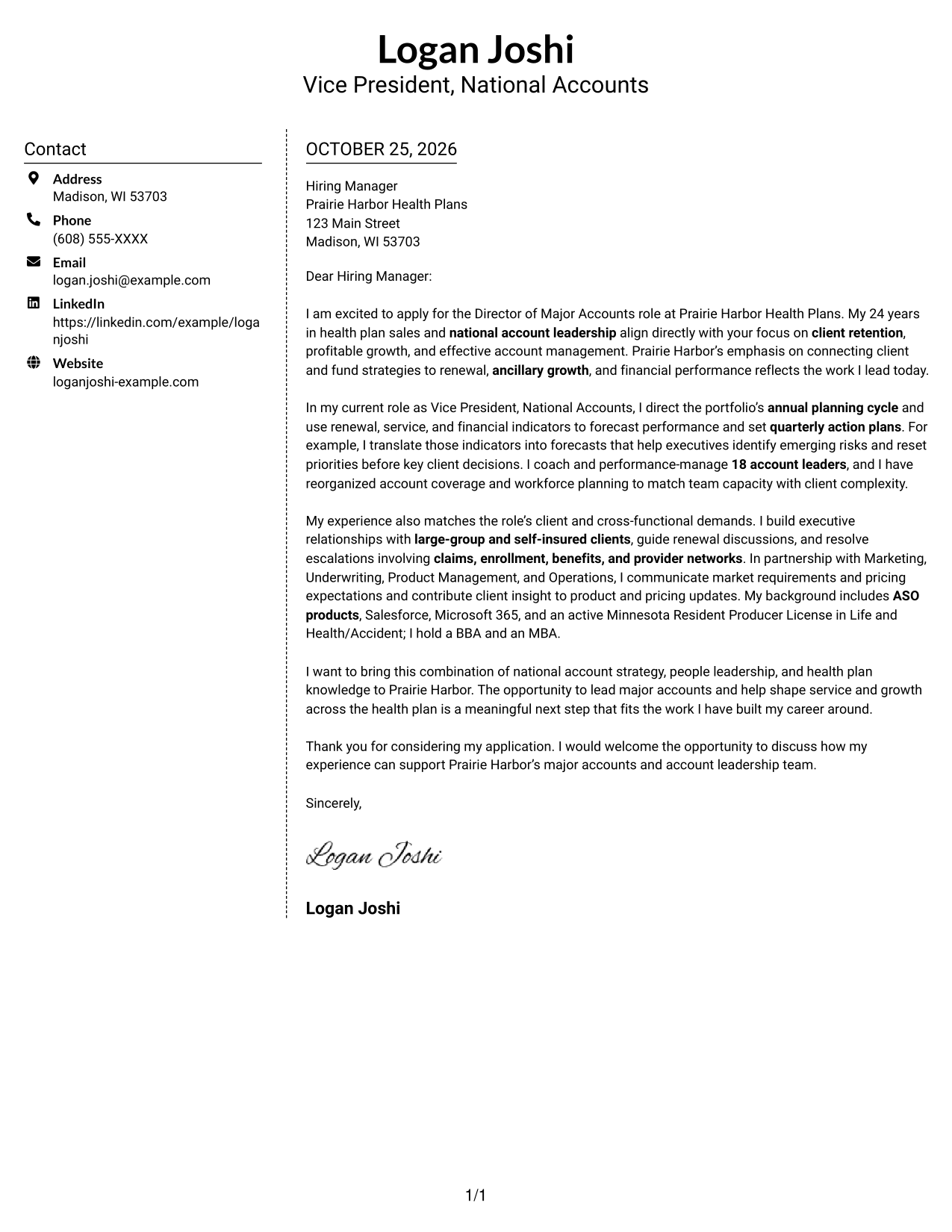 Cover letter example — page 1