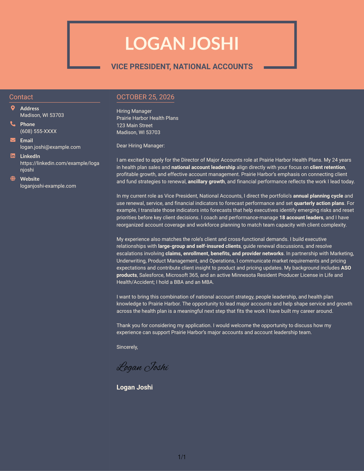 Cover letter example — page 1