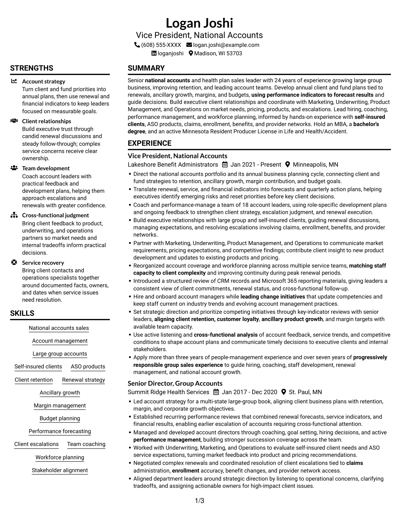 Resume example — page 1