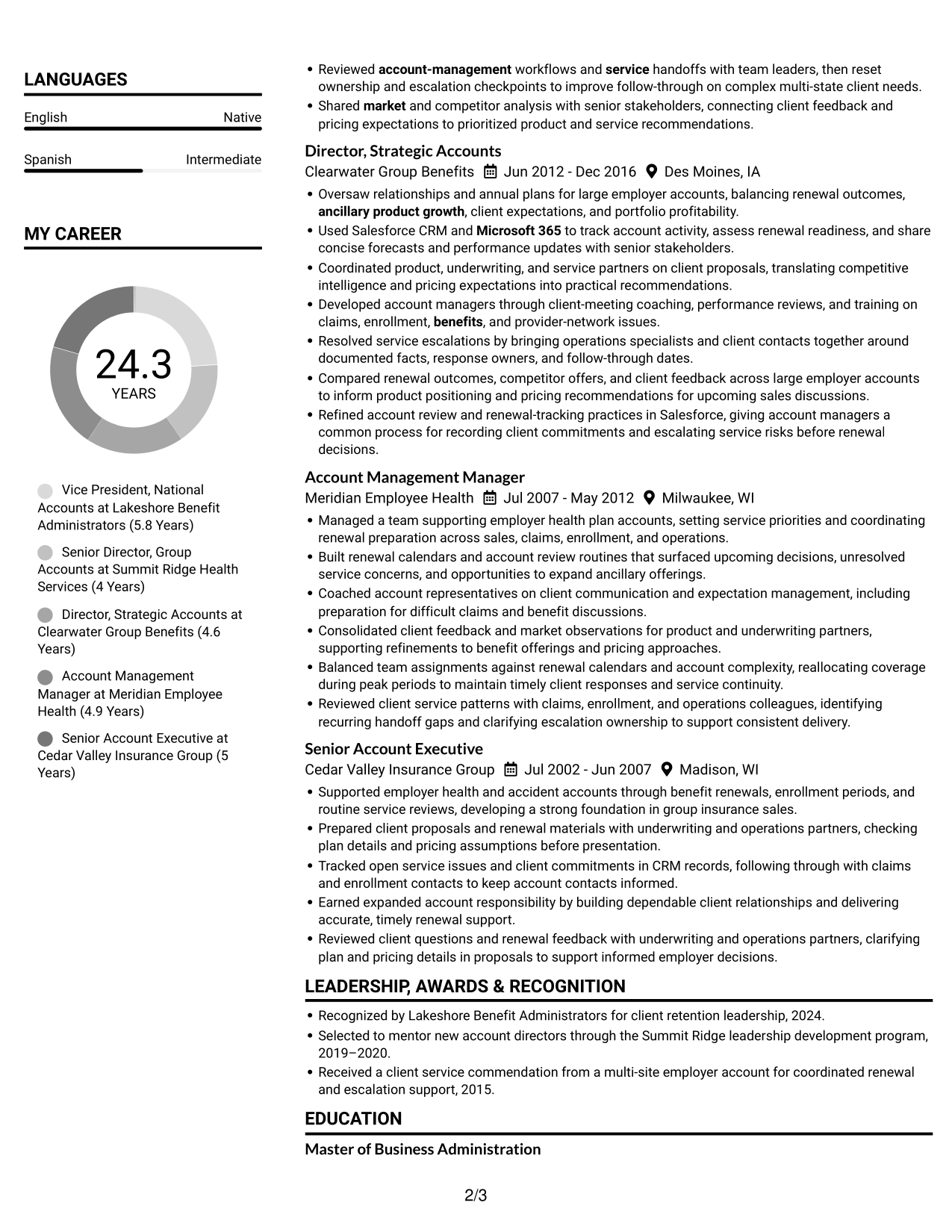 Resume example — page 2