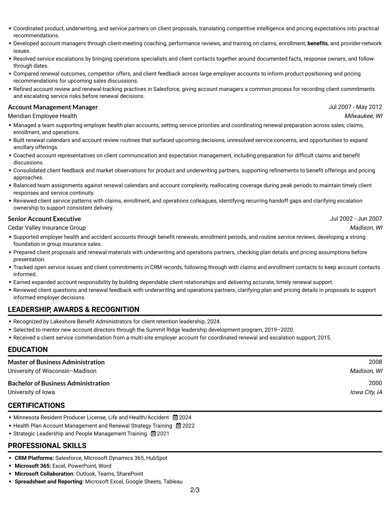 Resume example — page 2