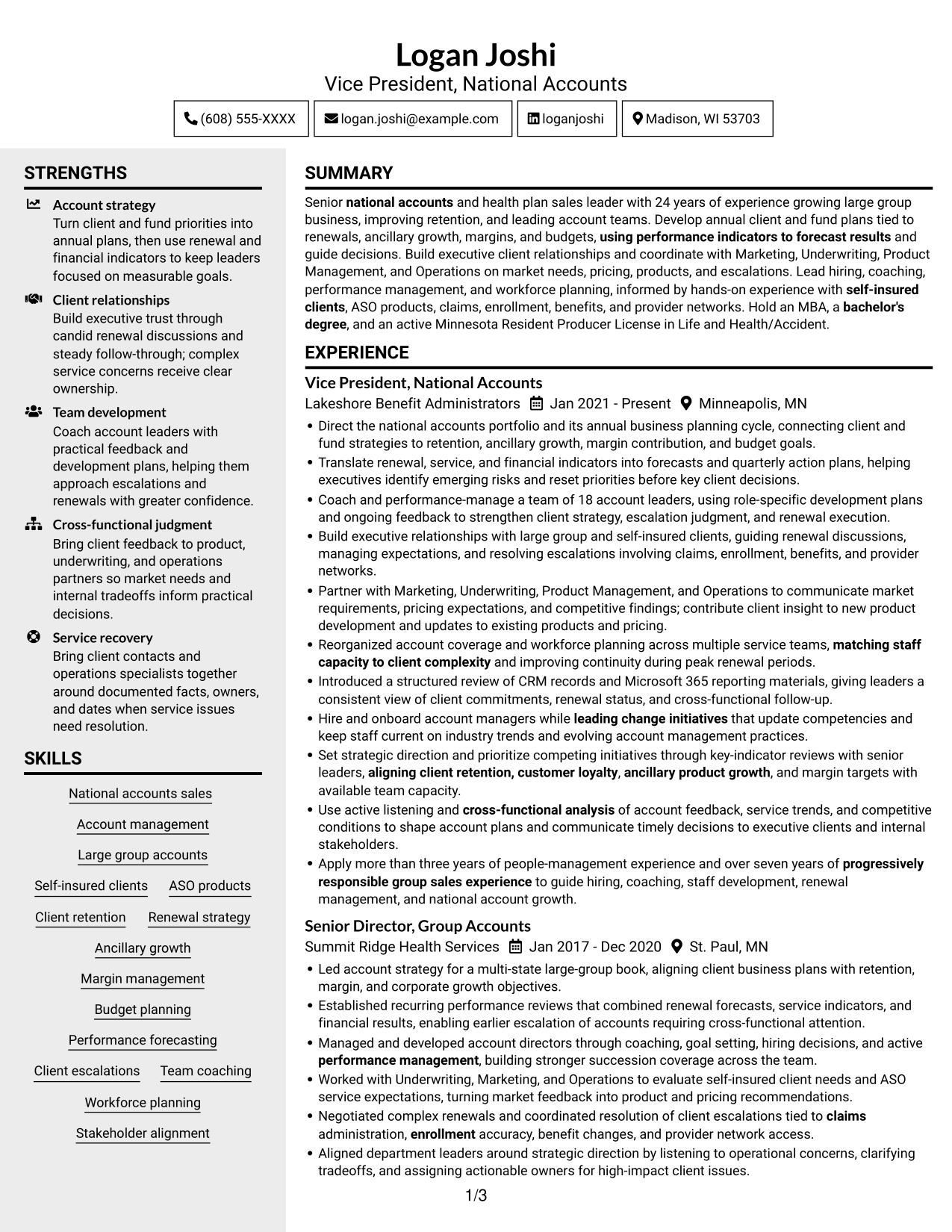 Resume example — page 1