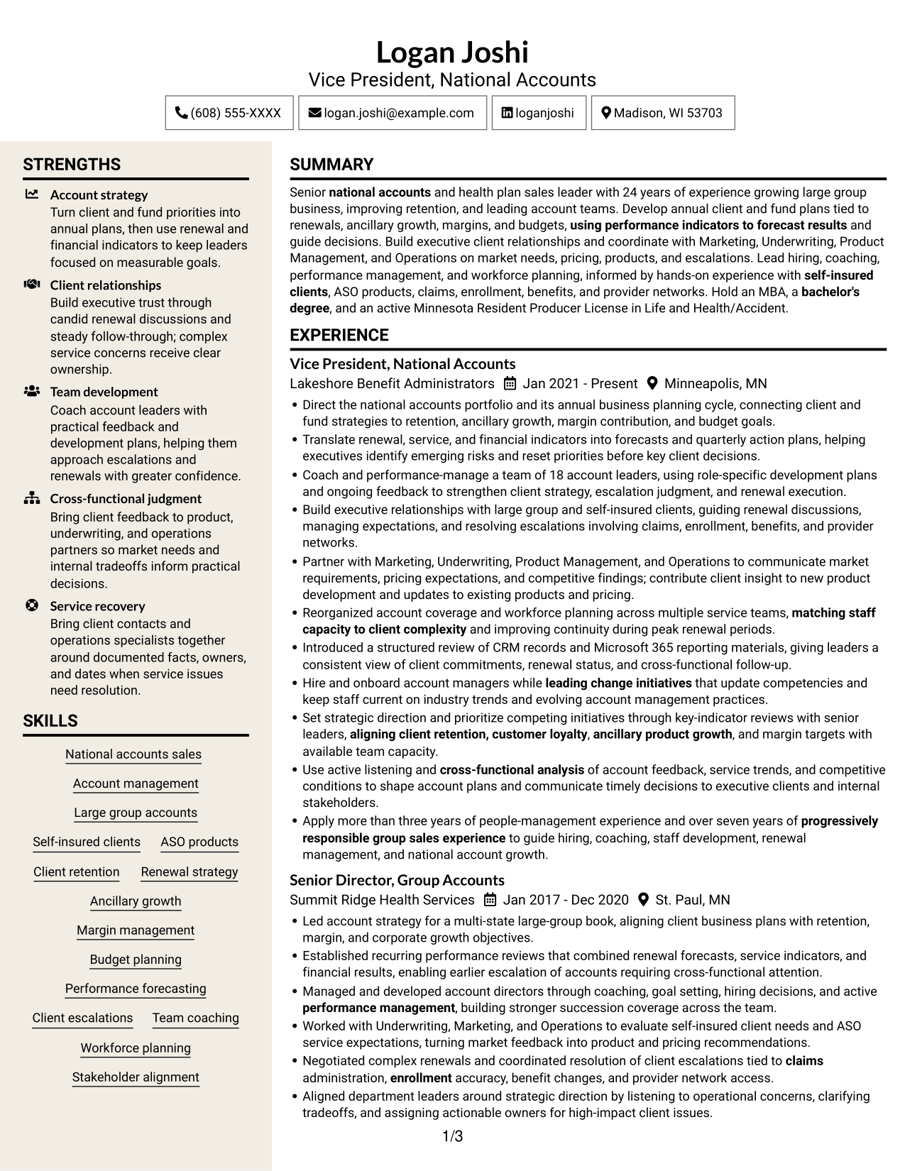 Resume example — page 1