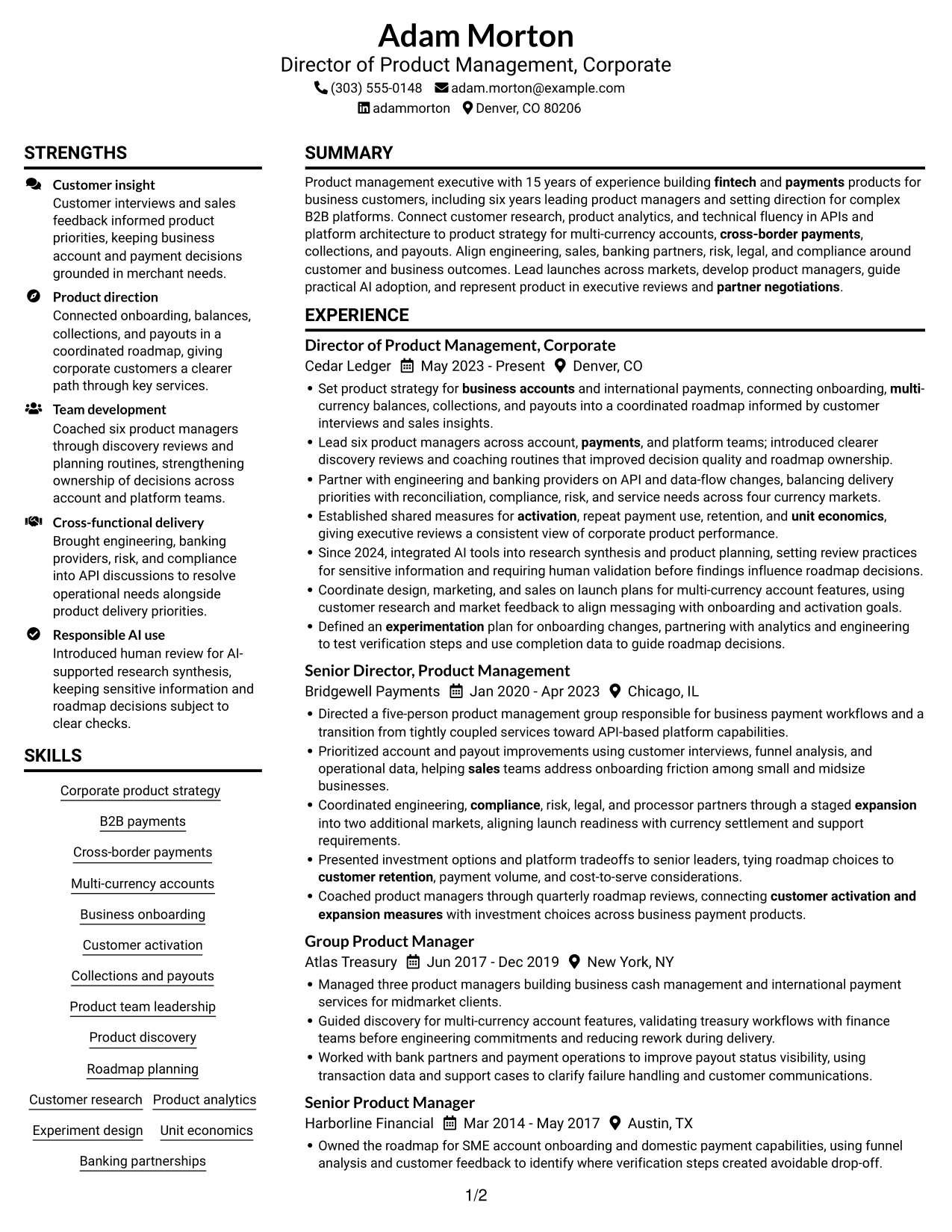 Resume example — page 1