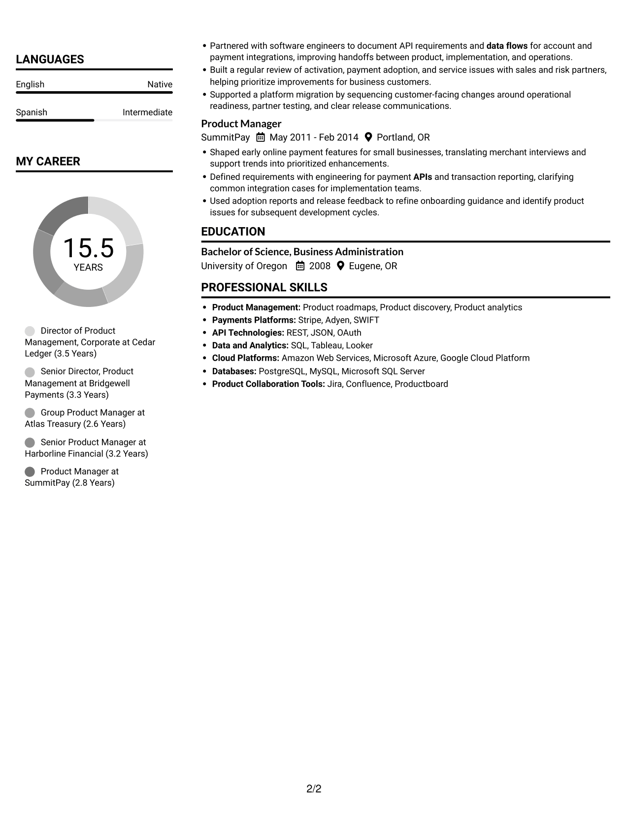 Resume example — page 2