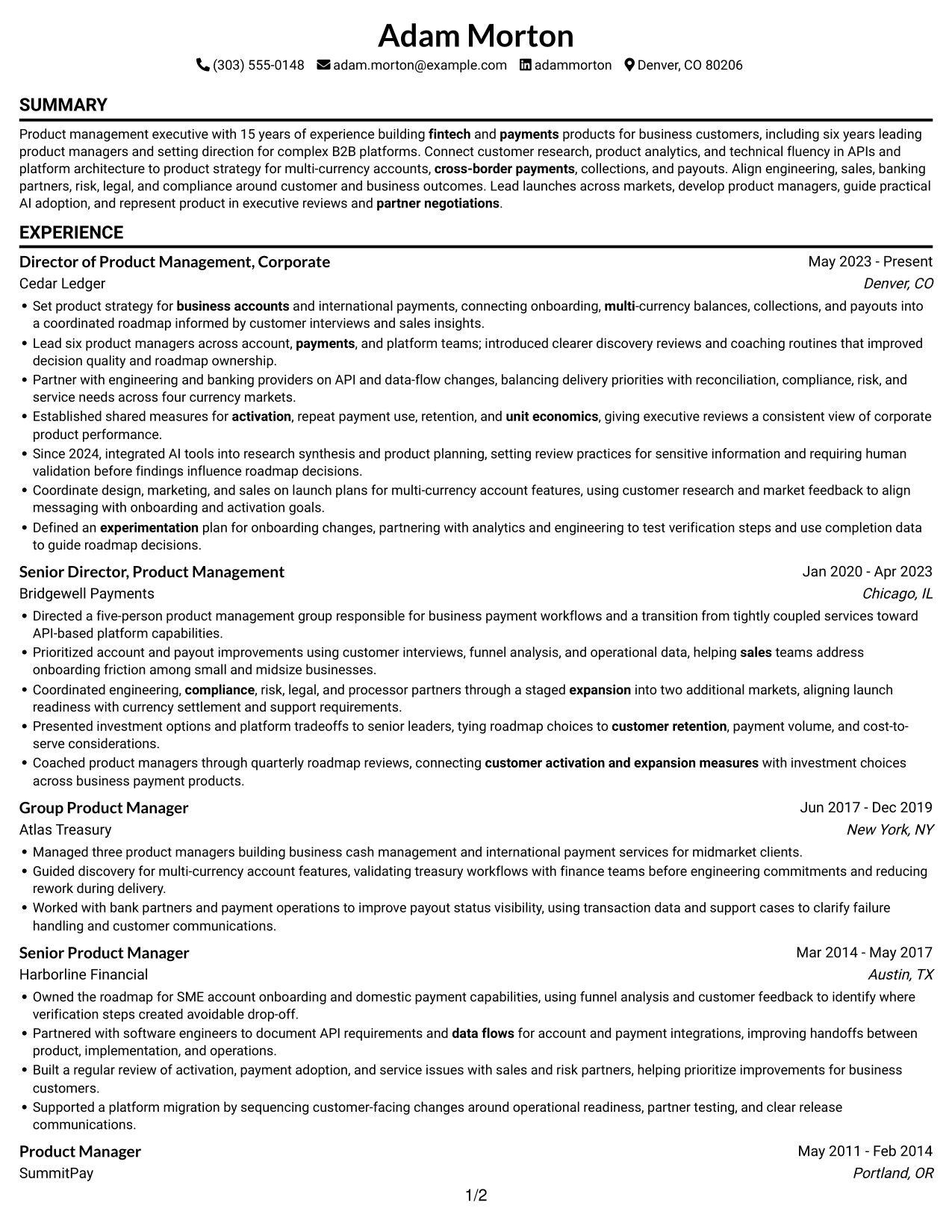 Resume example — page 1