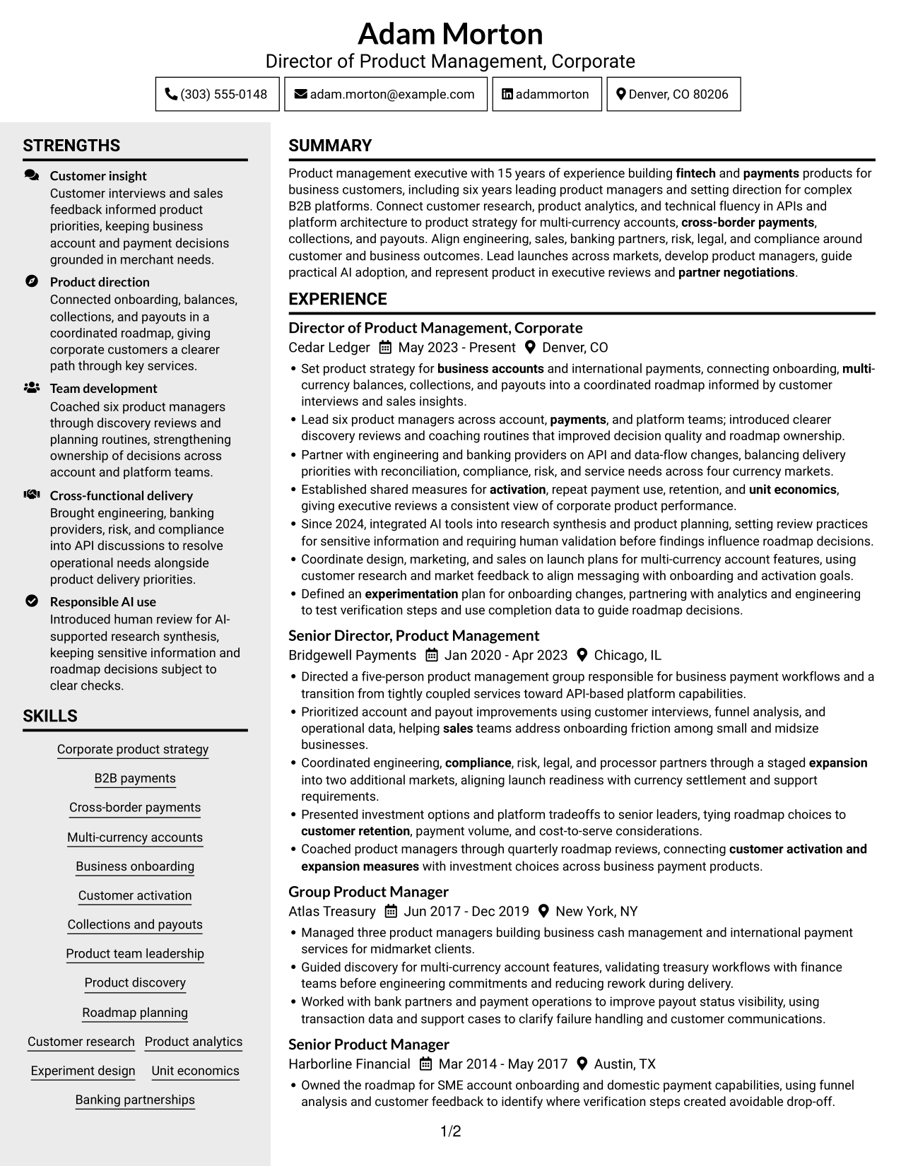 Resume example — page 1