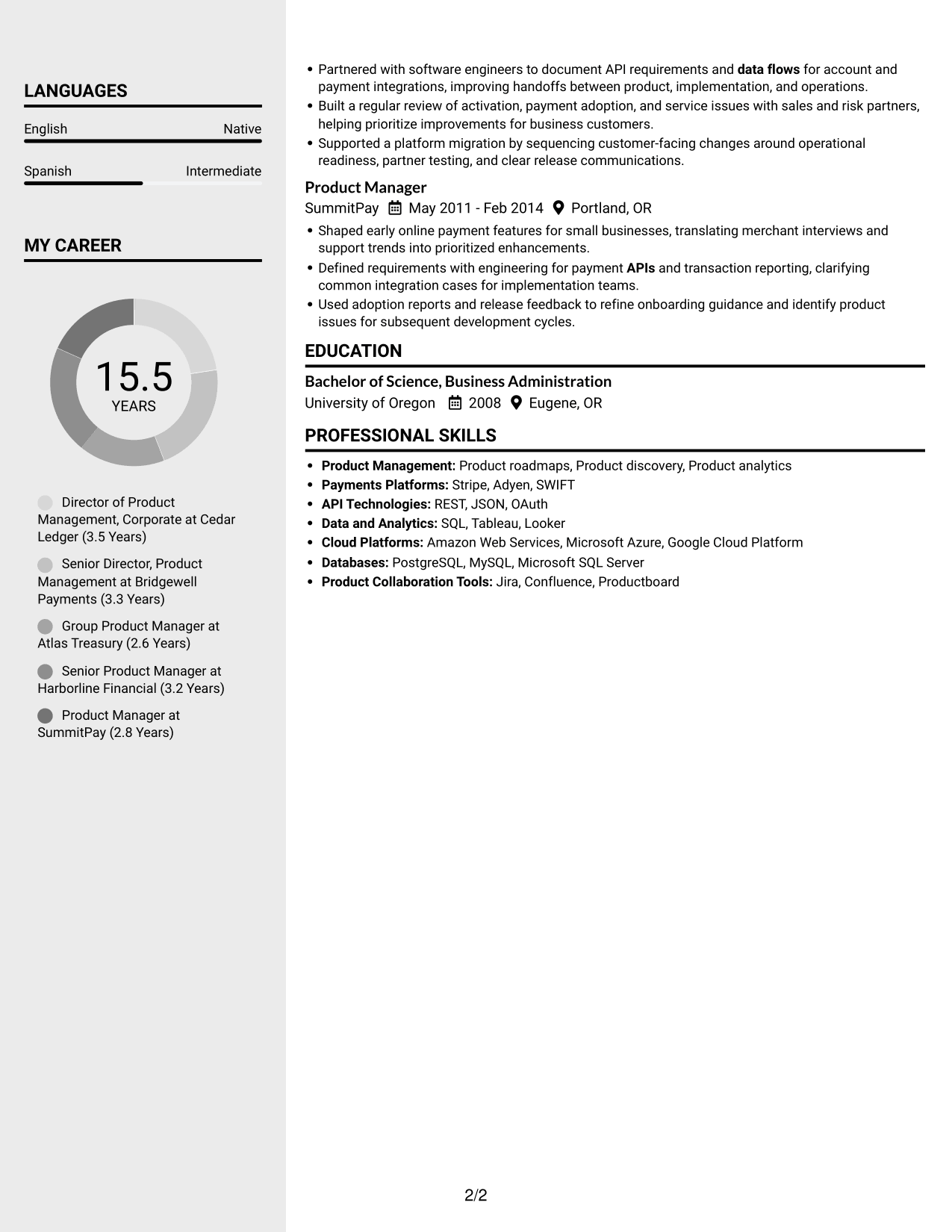 Resume example — page 2