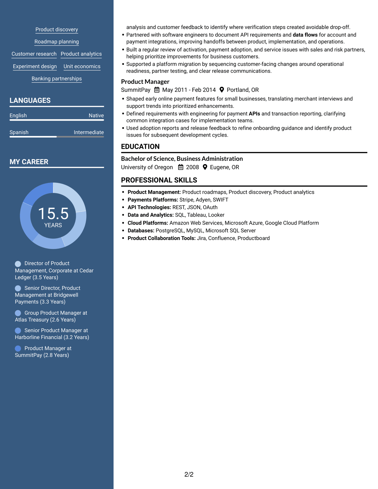 Resume example — page 2