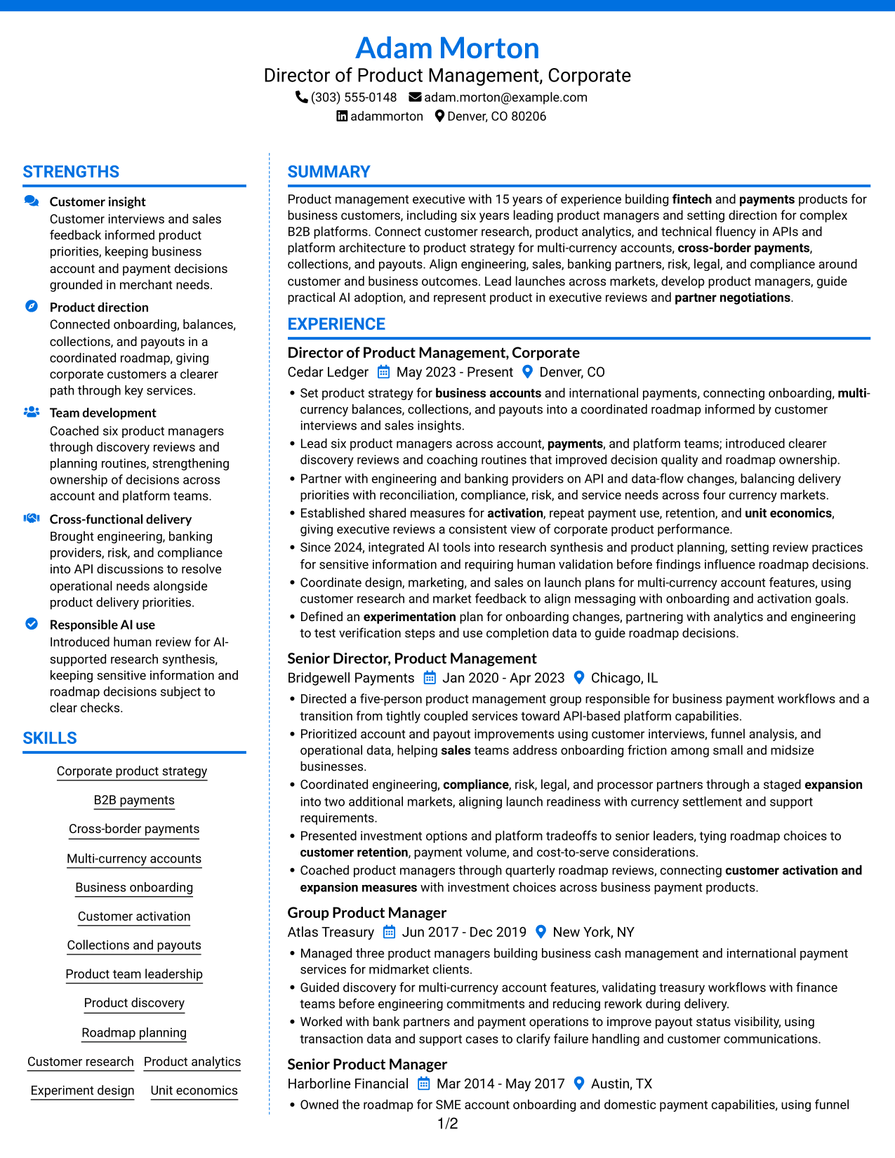 Resume example — page 1
