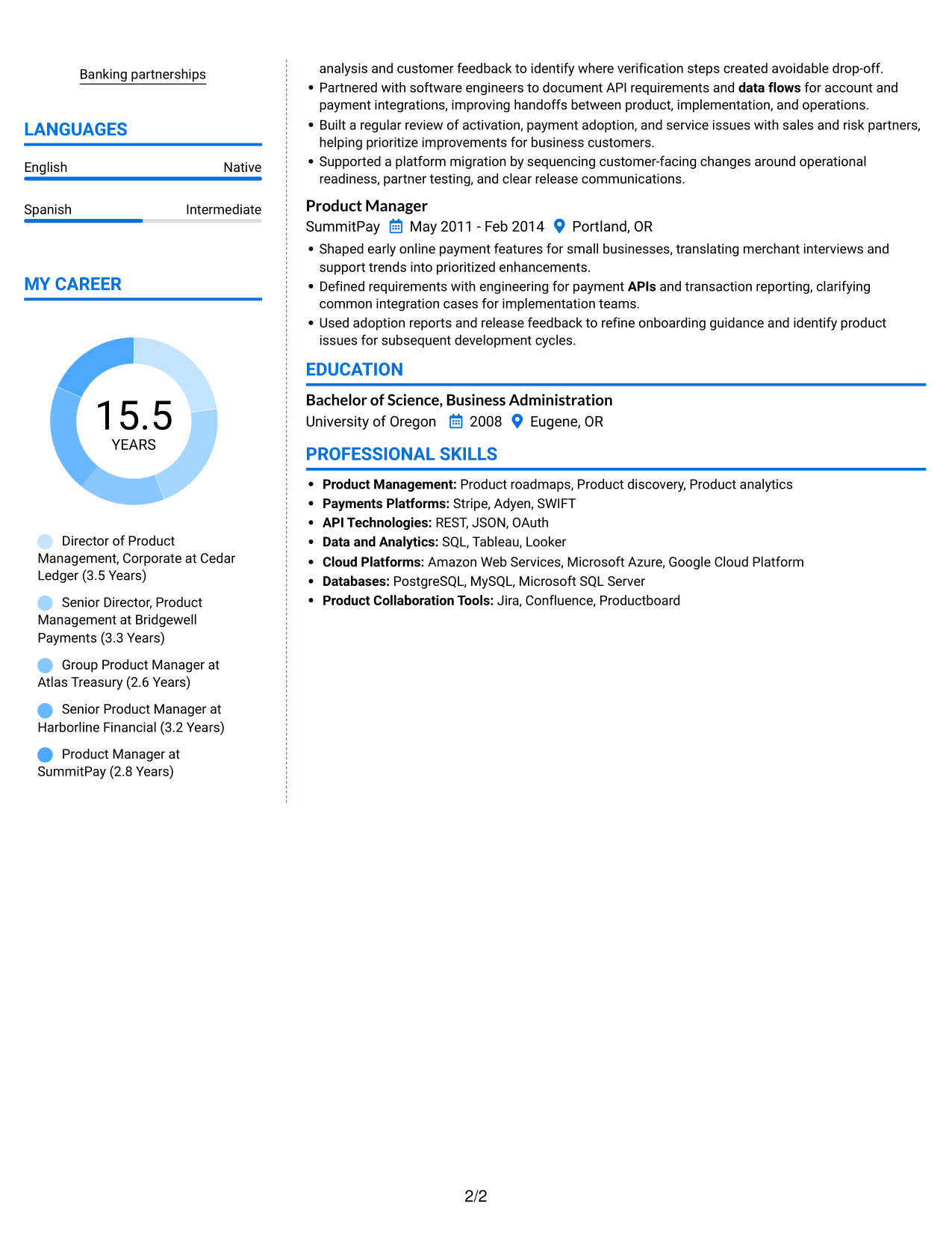 Resume example — page 2