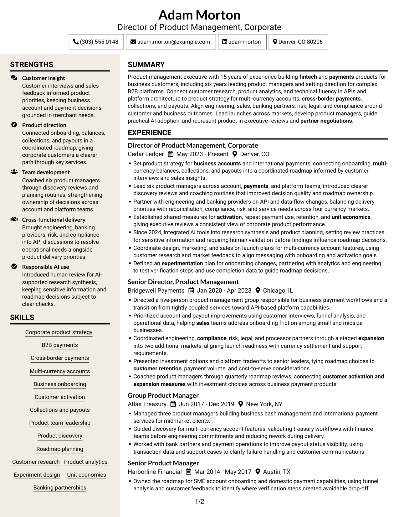 Resume example — page 1
