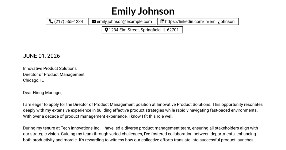 30+ Director of Product Management Cover Letter Templates with Example 2026