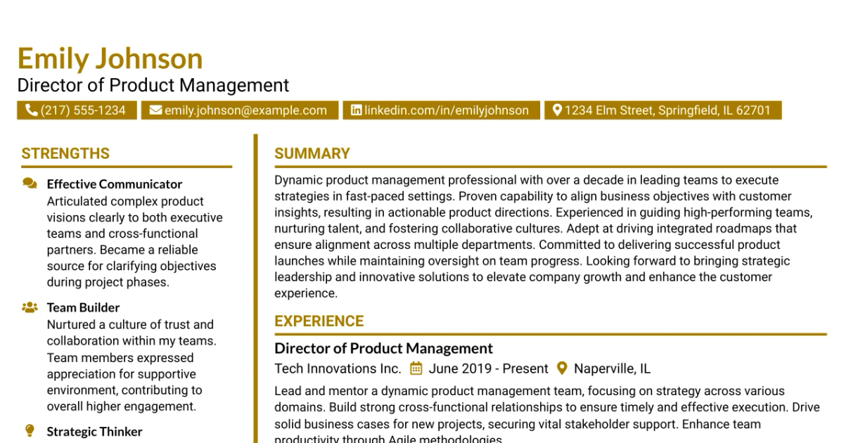 33 Director of Product Management Resume Templates with Example 2026 (ATS-Optimized)