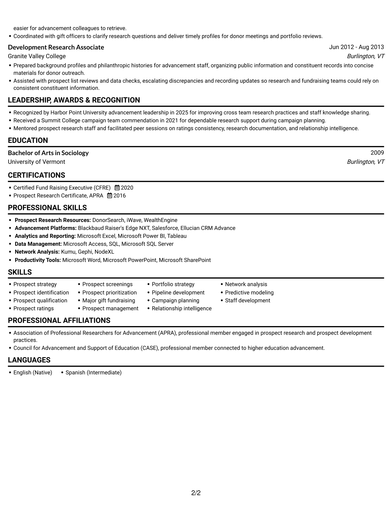 Resume example — page 2