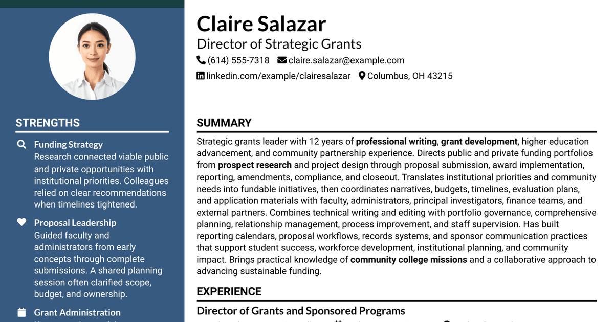 7 Director of Strategic Grants Resume Templates with Example