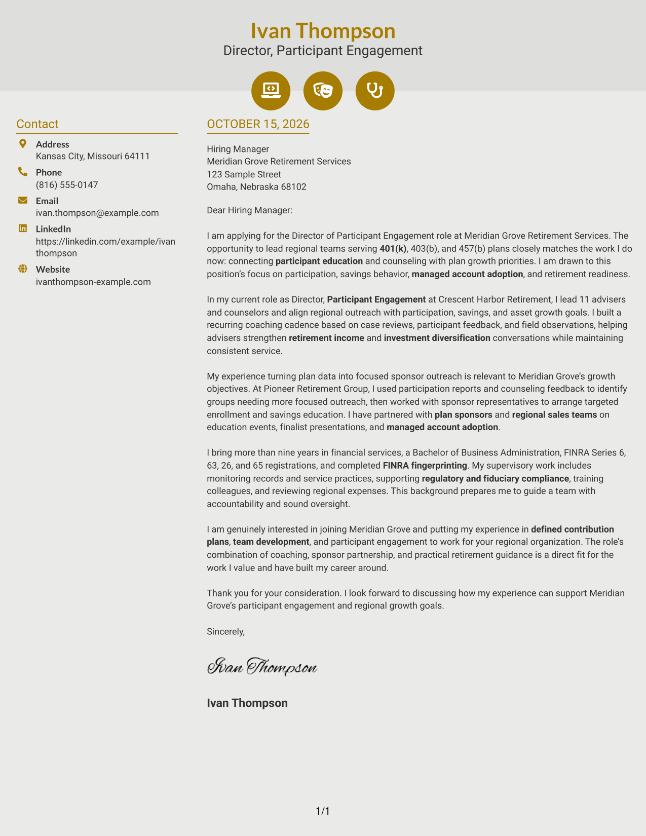 Cover letter example — page 1