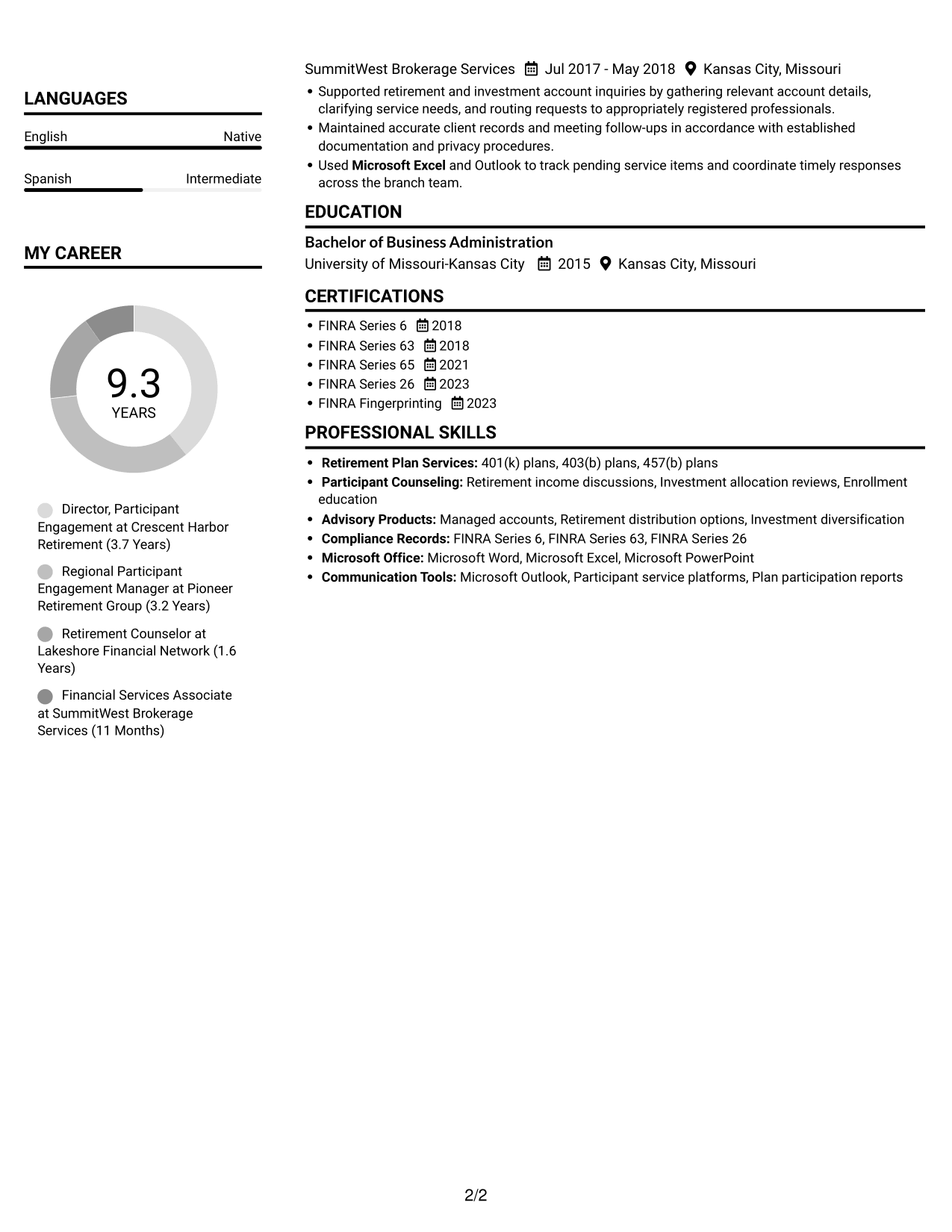 Resume example — page 2
