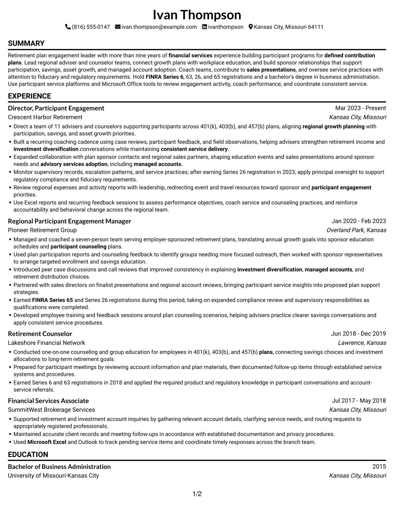 Resume example — page 1