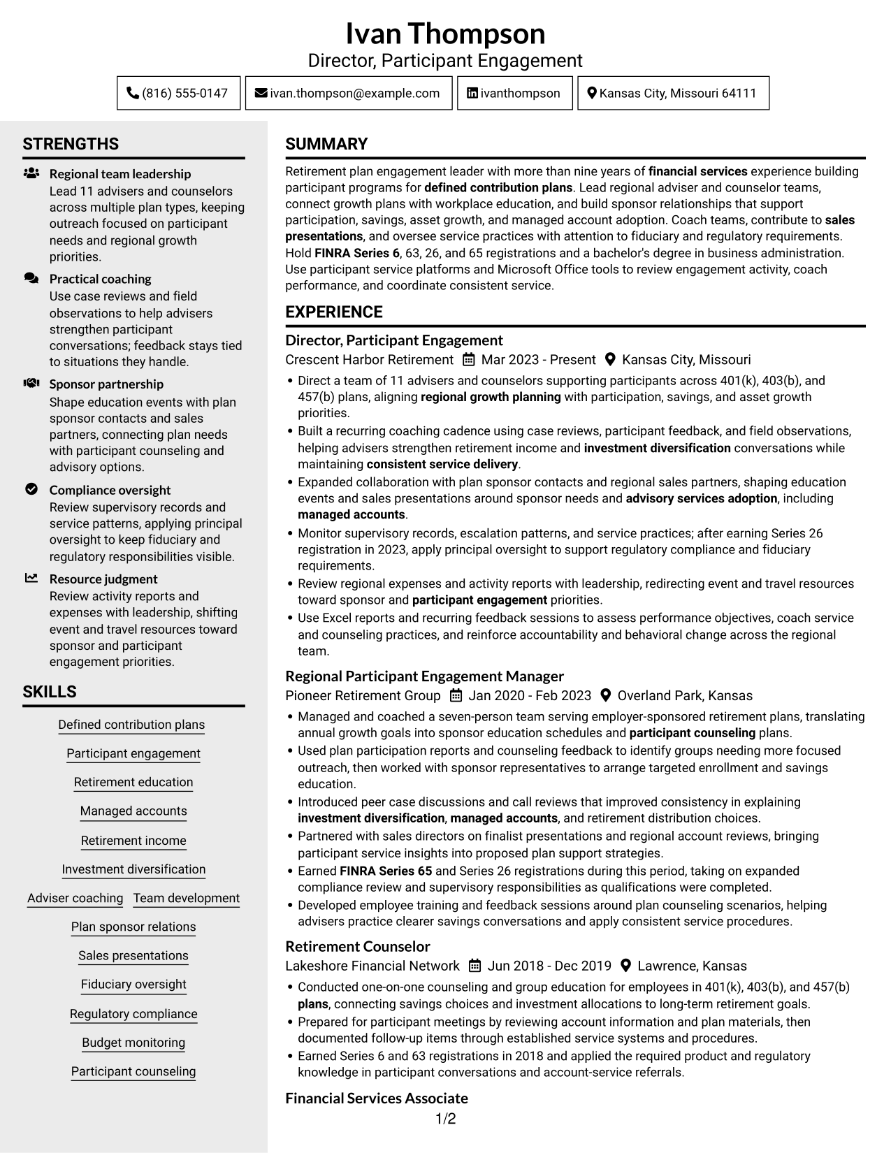 Resume example — page 1