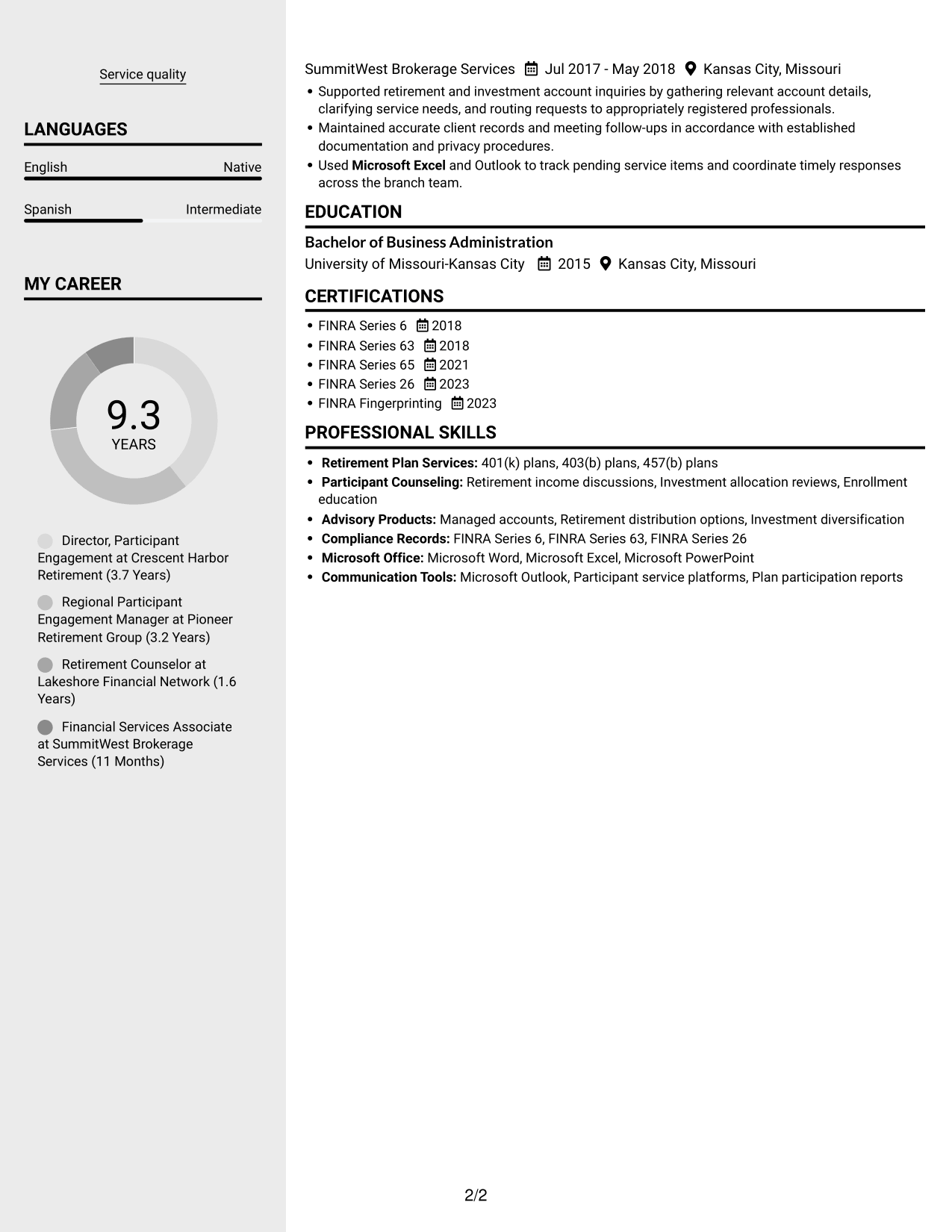 Resume example — page 2