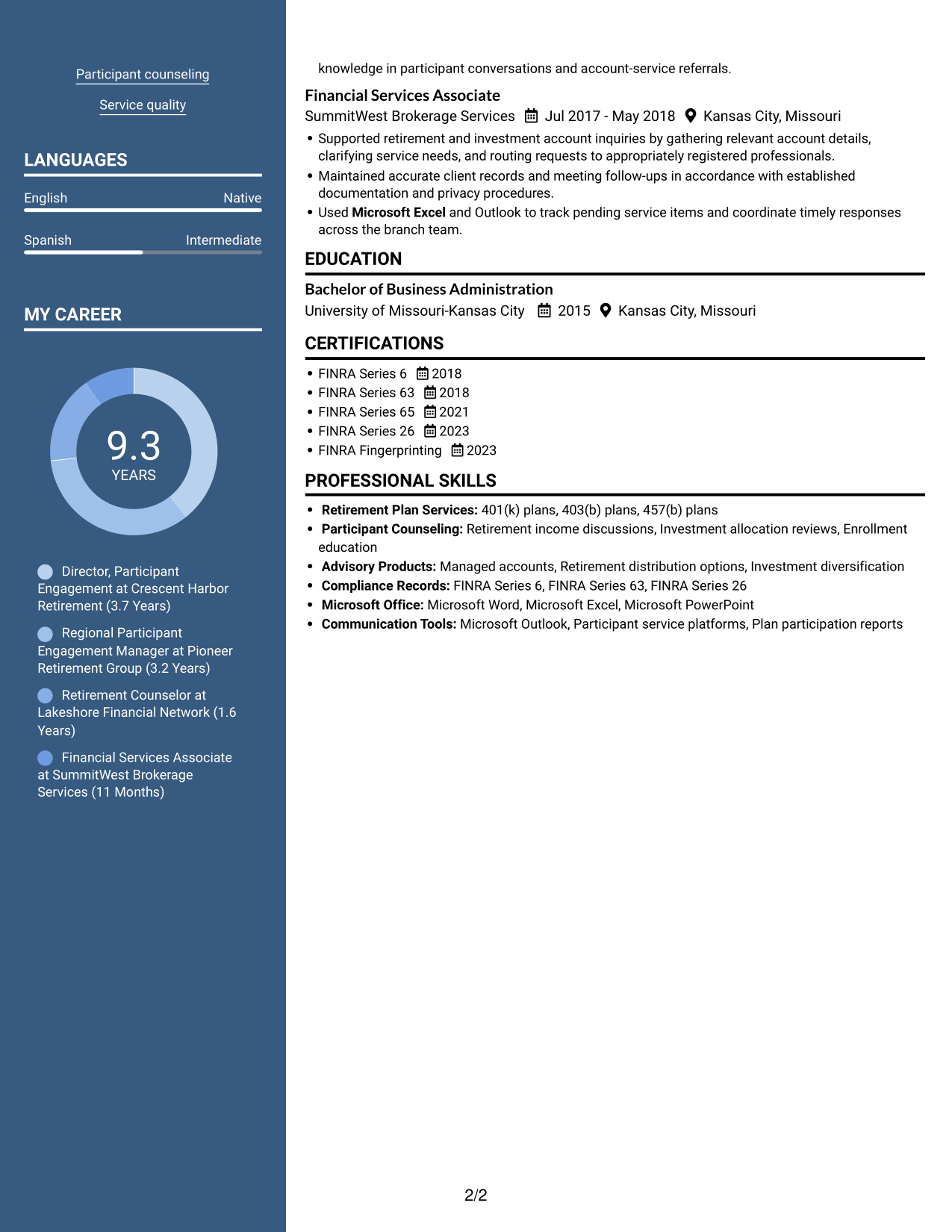 Resume example — page 2