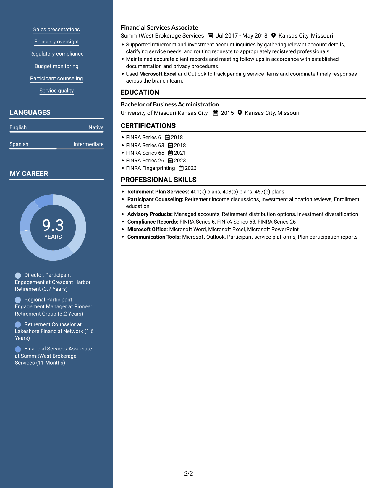 Resume example — page 2