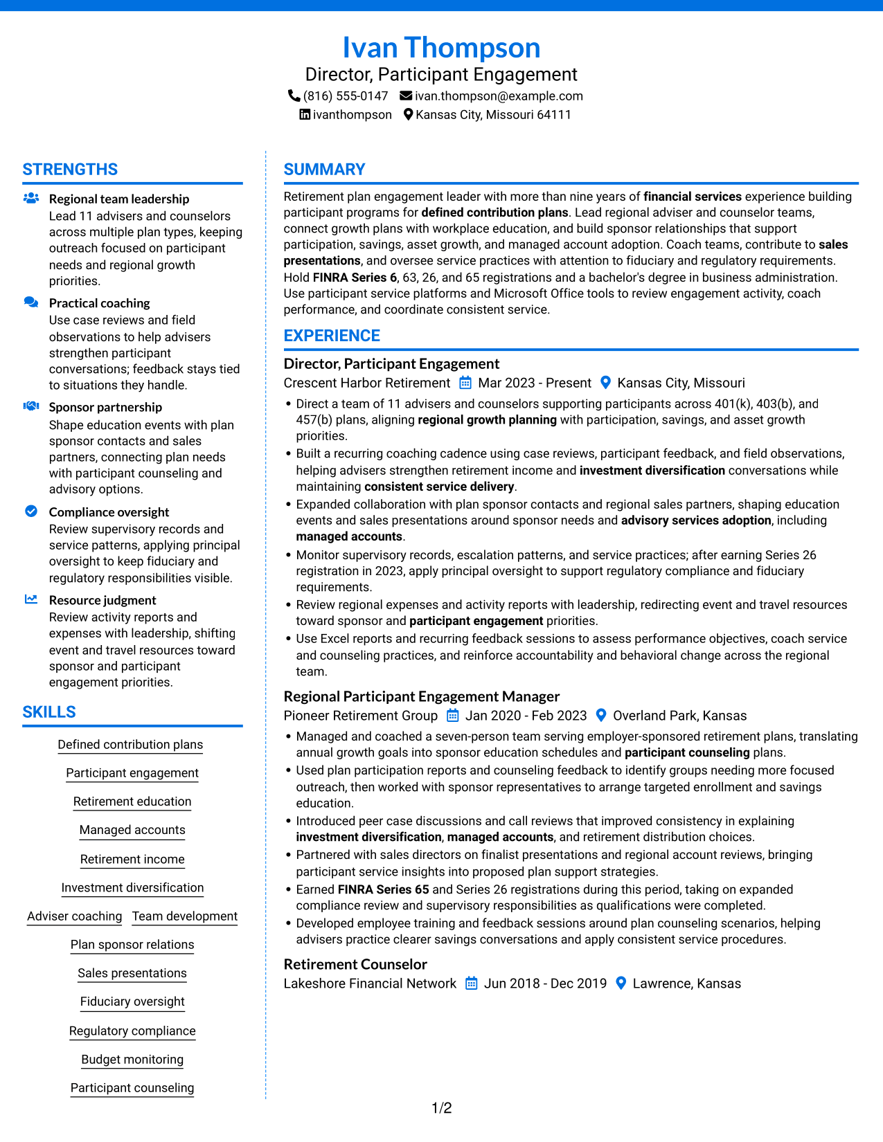 Resume example — page 1