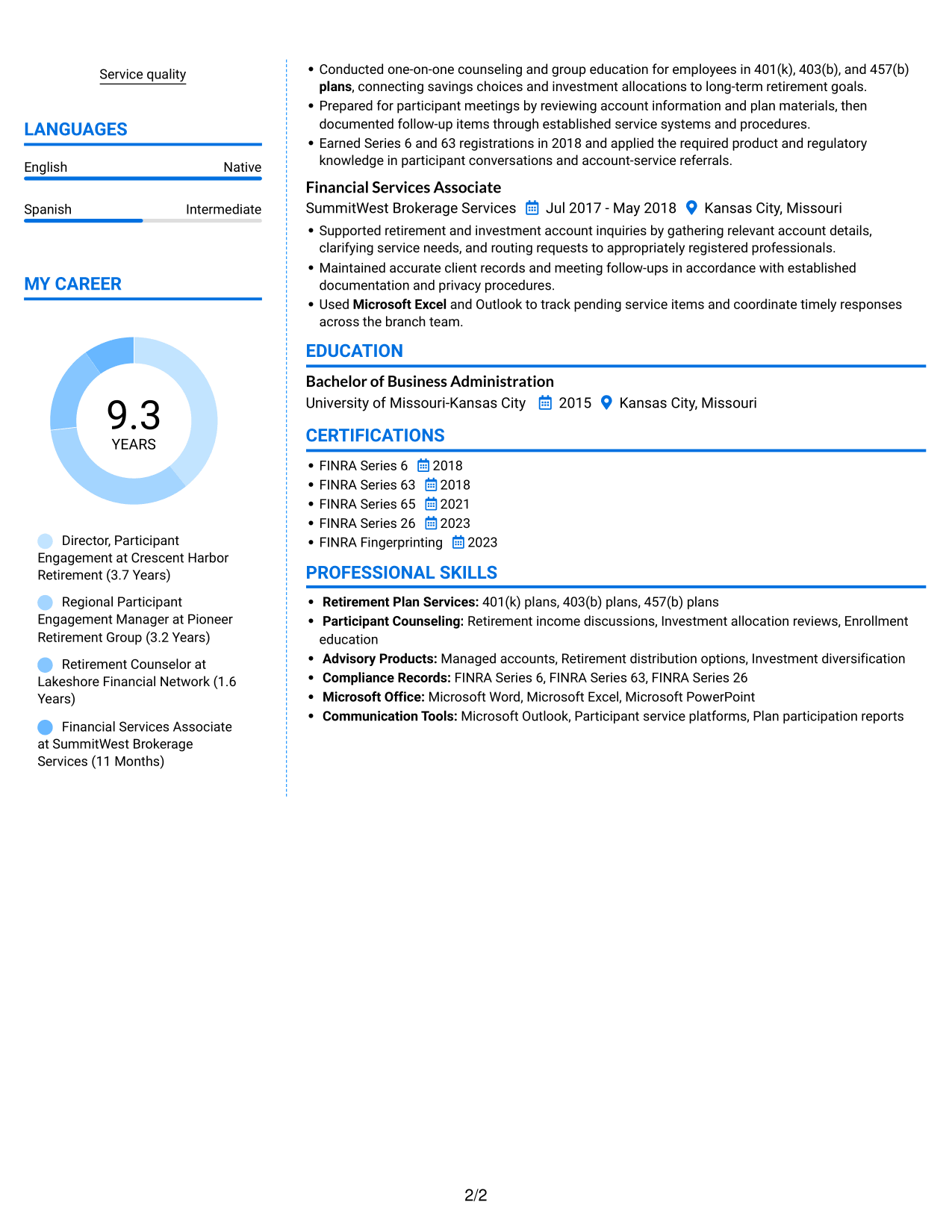 Resume example — page 2