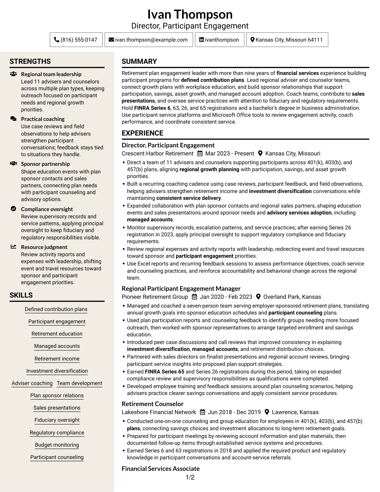 Resume example — page 1