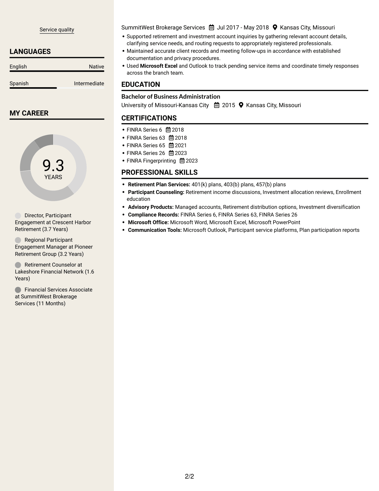 Resume example — page 2