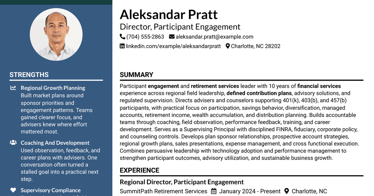 7 Director Participant Engagement Resume Templates with Example
