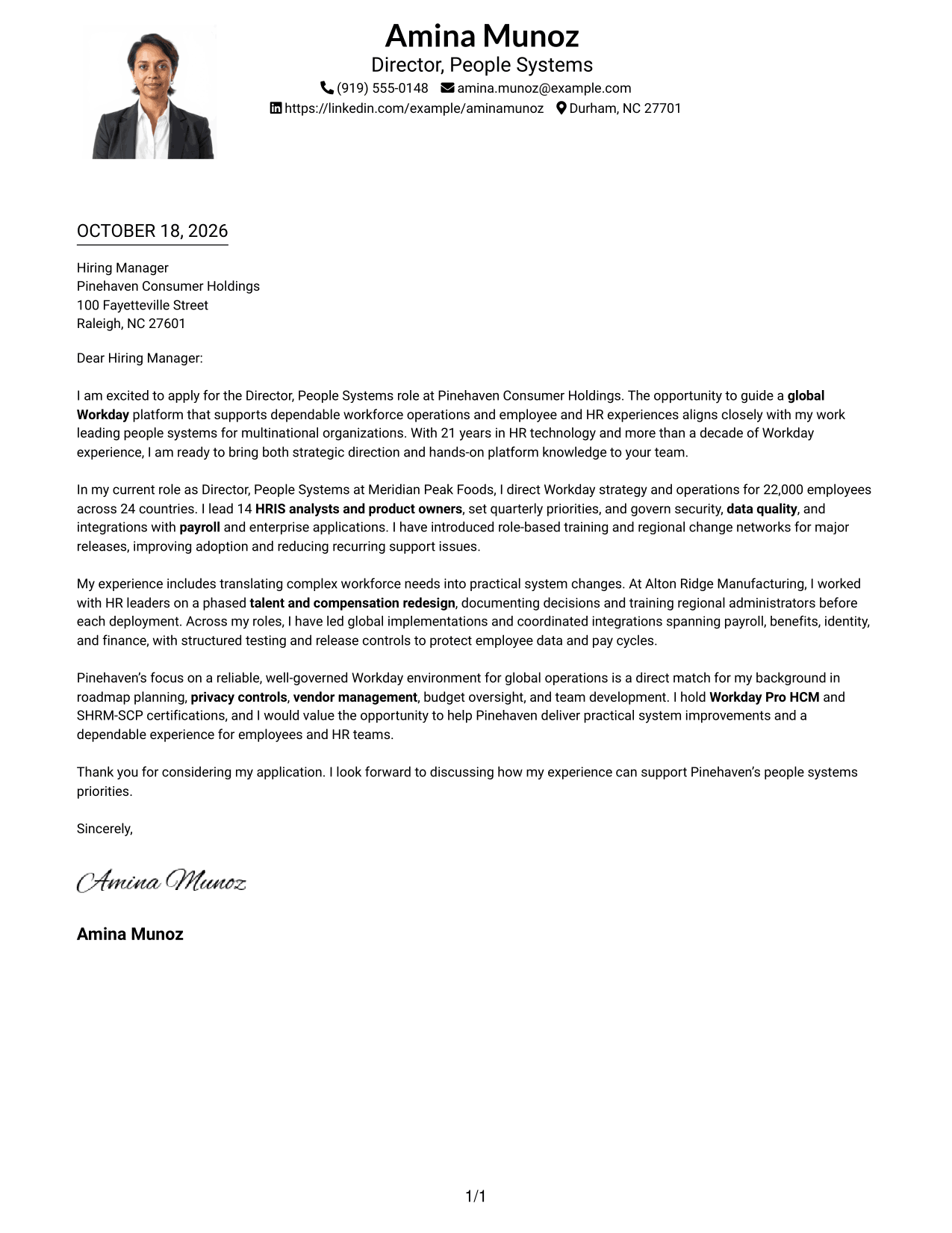 Cover letter example — page 1
