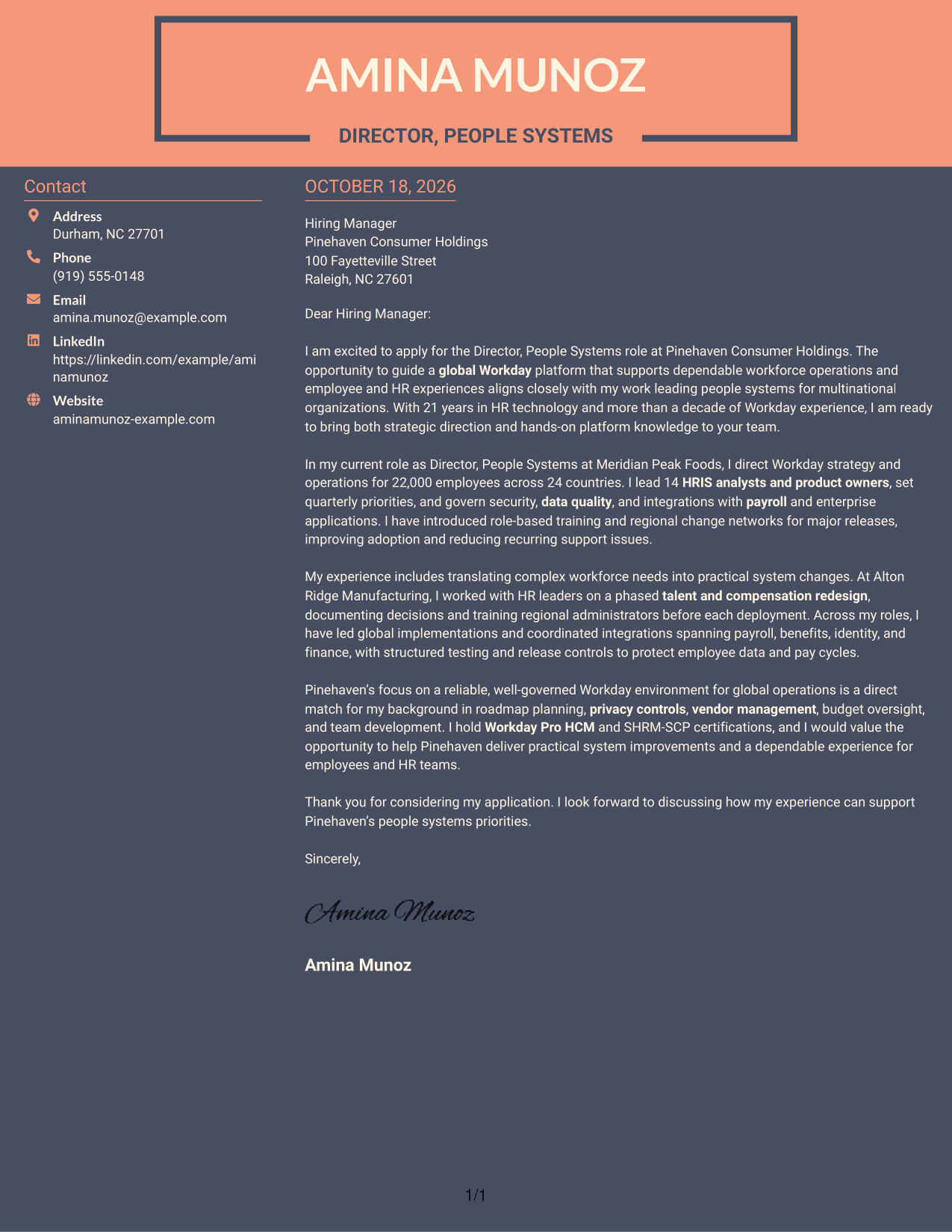 Cover letter example — page 1