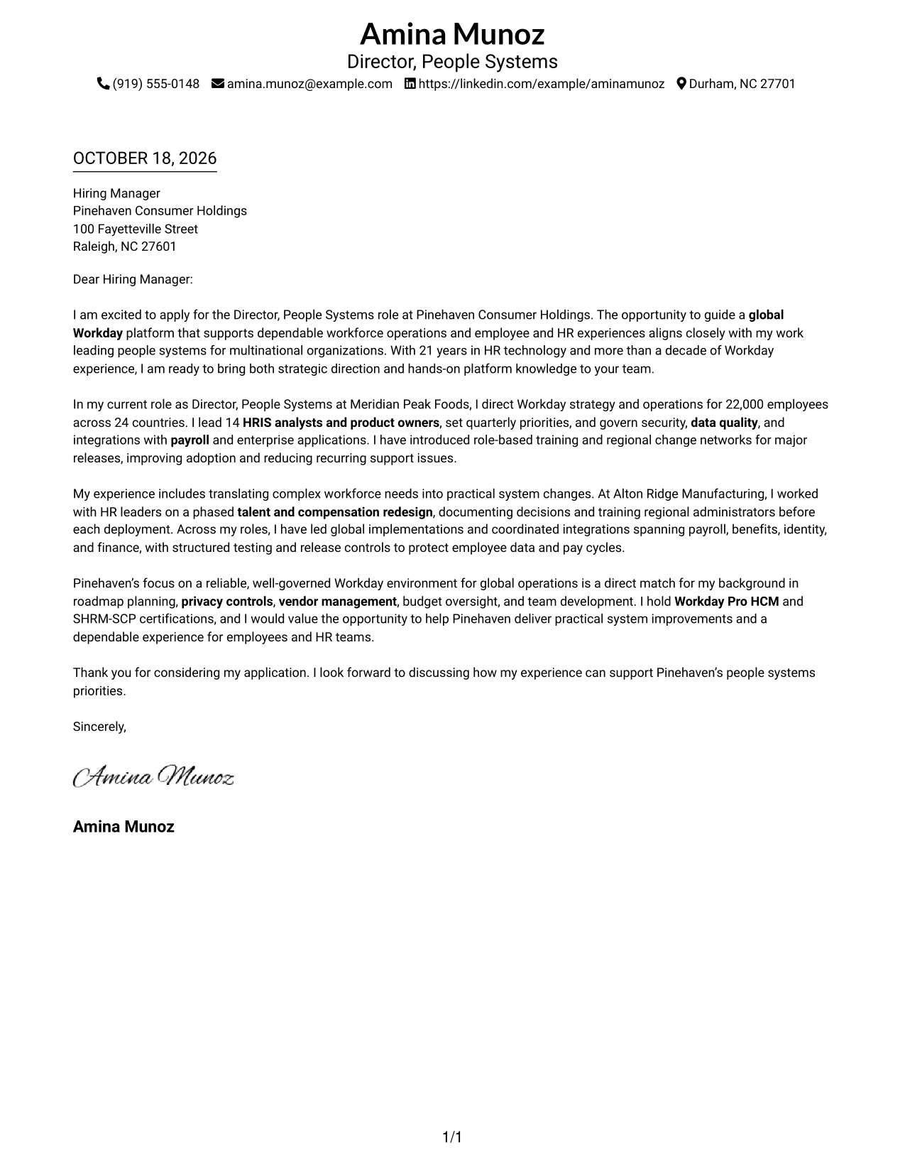 Cover letter example — page 1