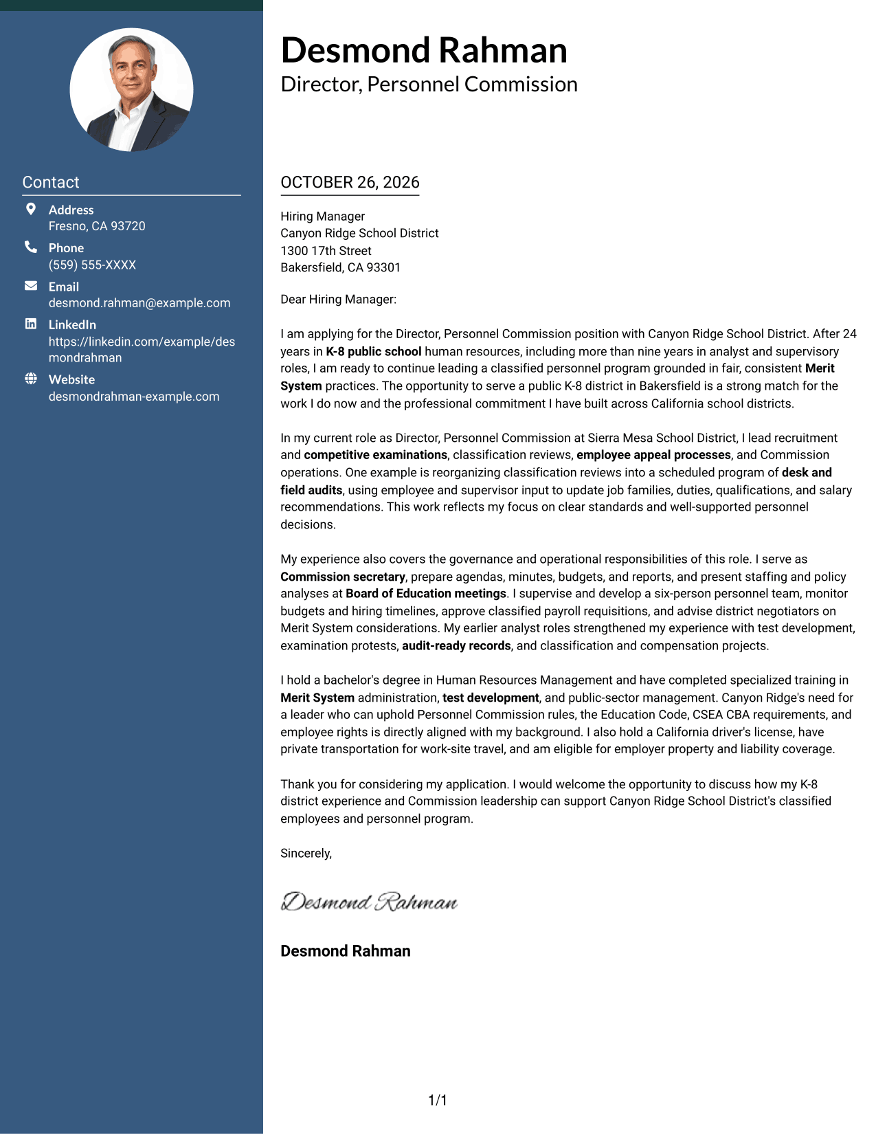 Cover letter example — page 1