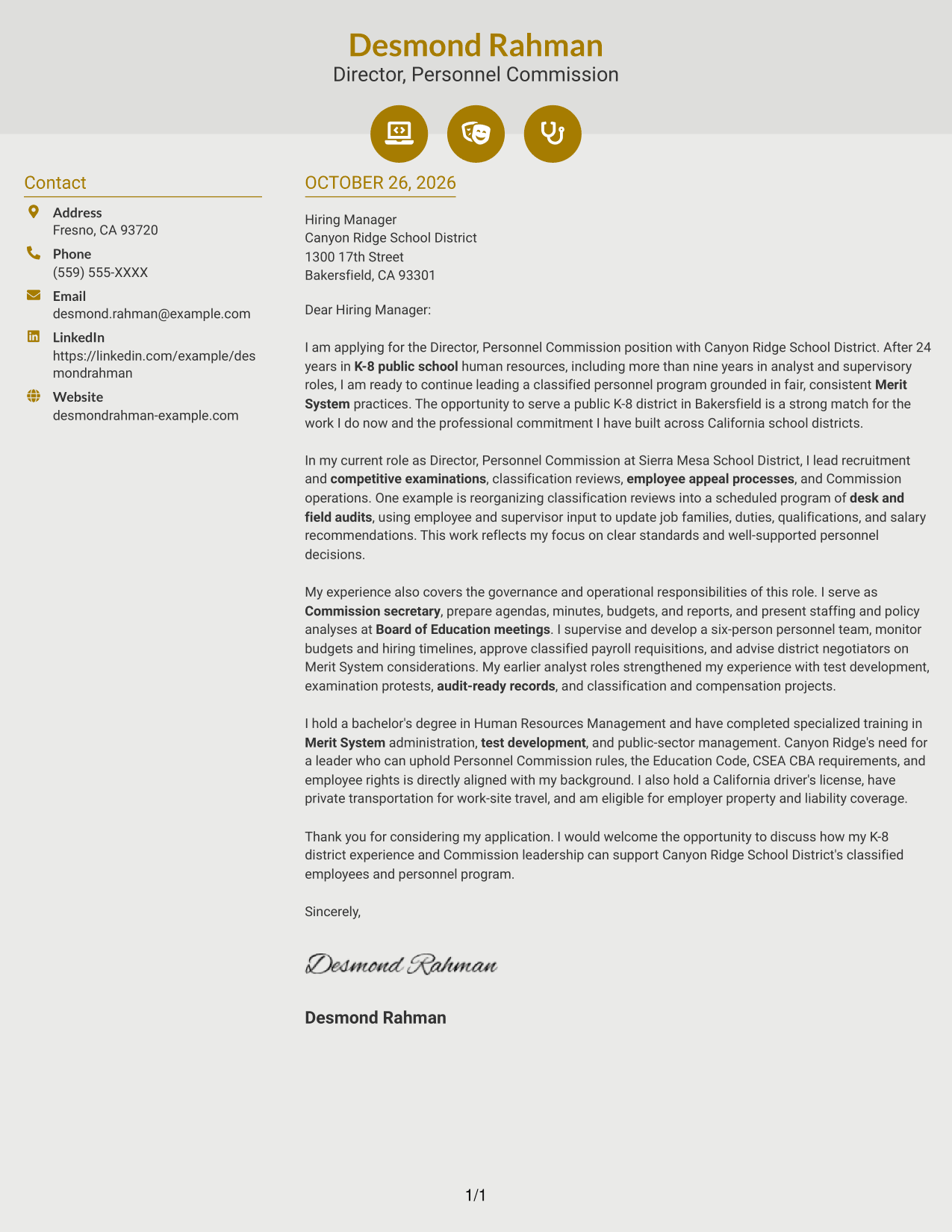 Cover letter example — page 1