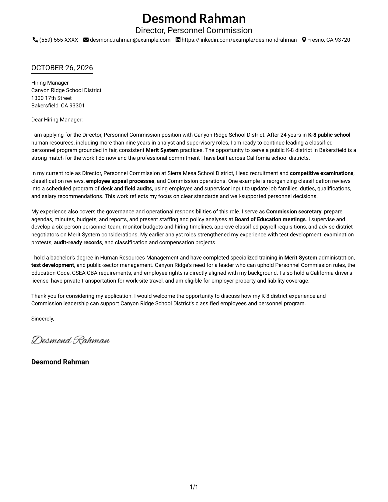 Cover letter example — page 1
