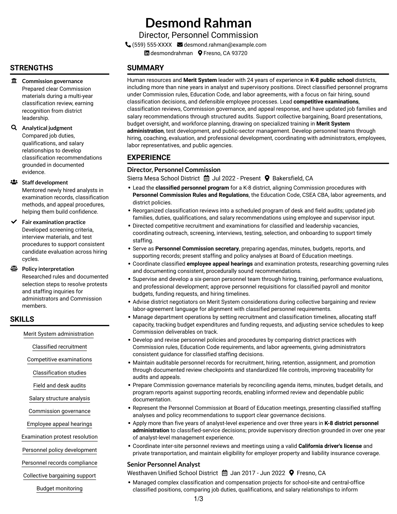 Resume example — page 1