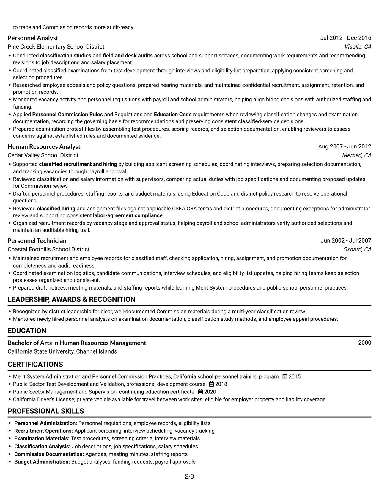 Resume example — page 2