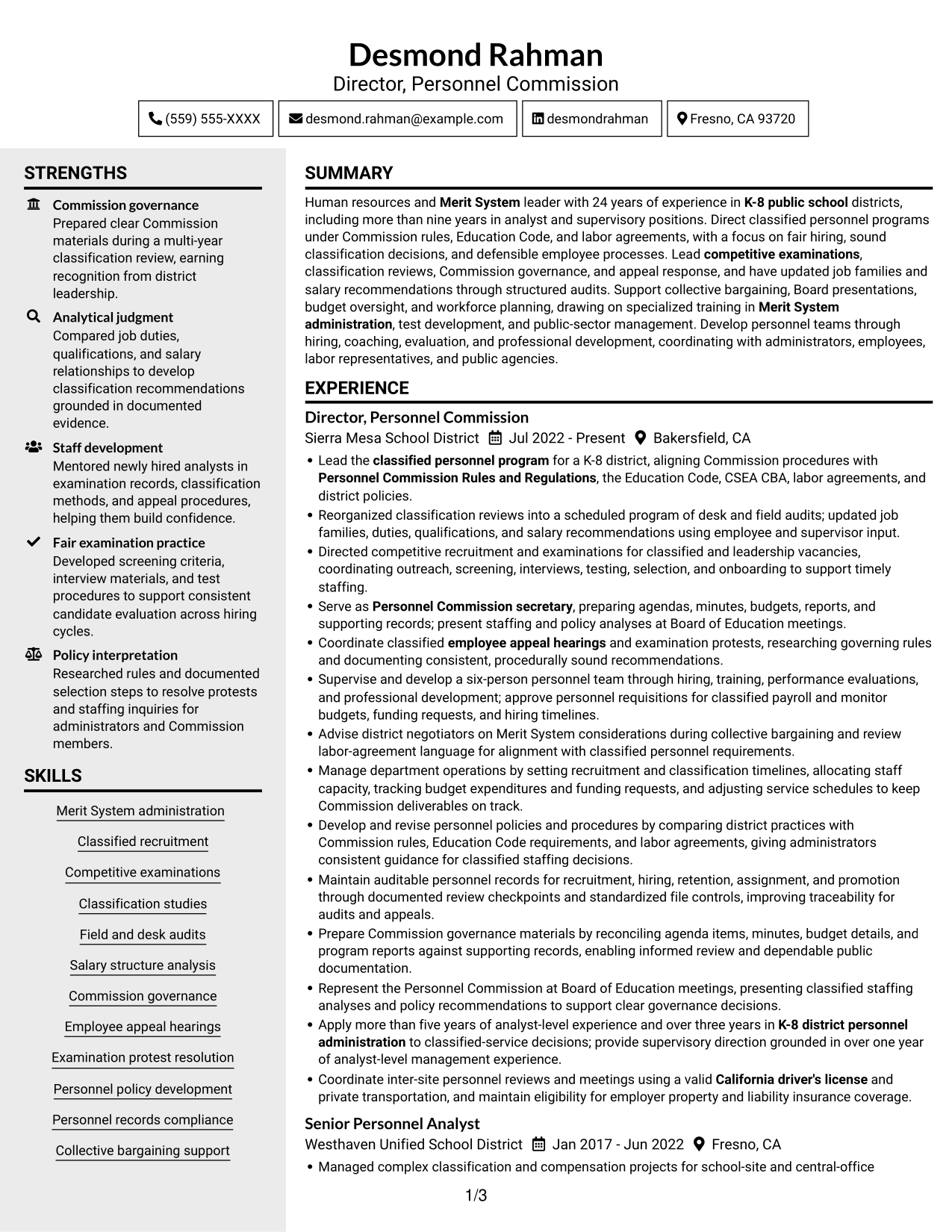 Resume example — page 1