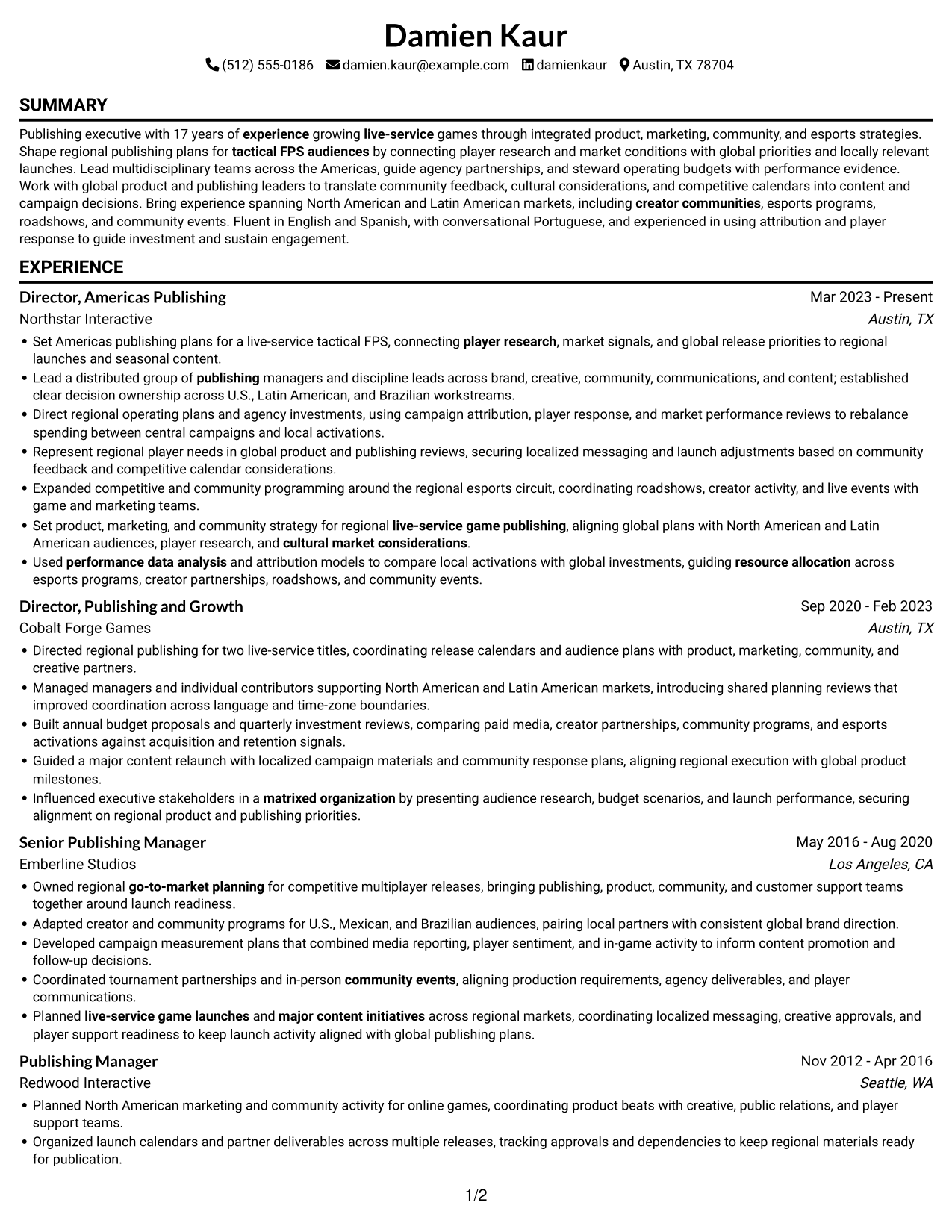 Resume example — page 1