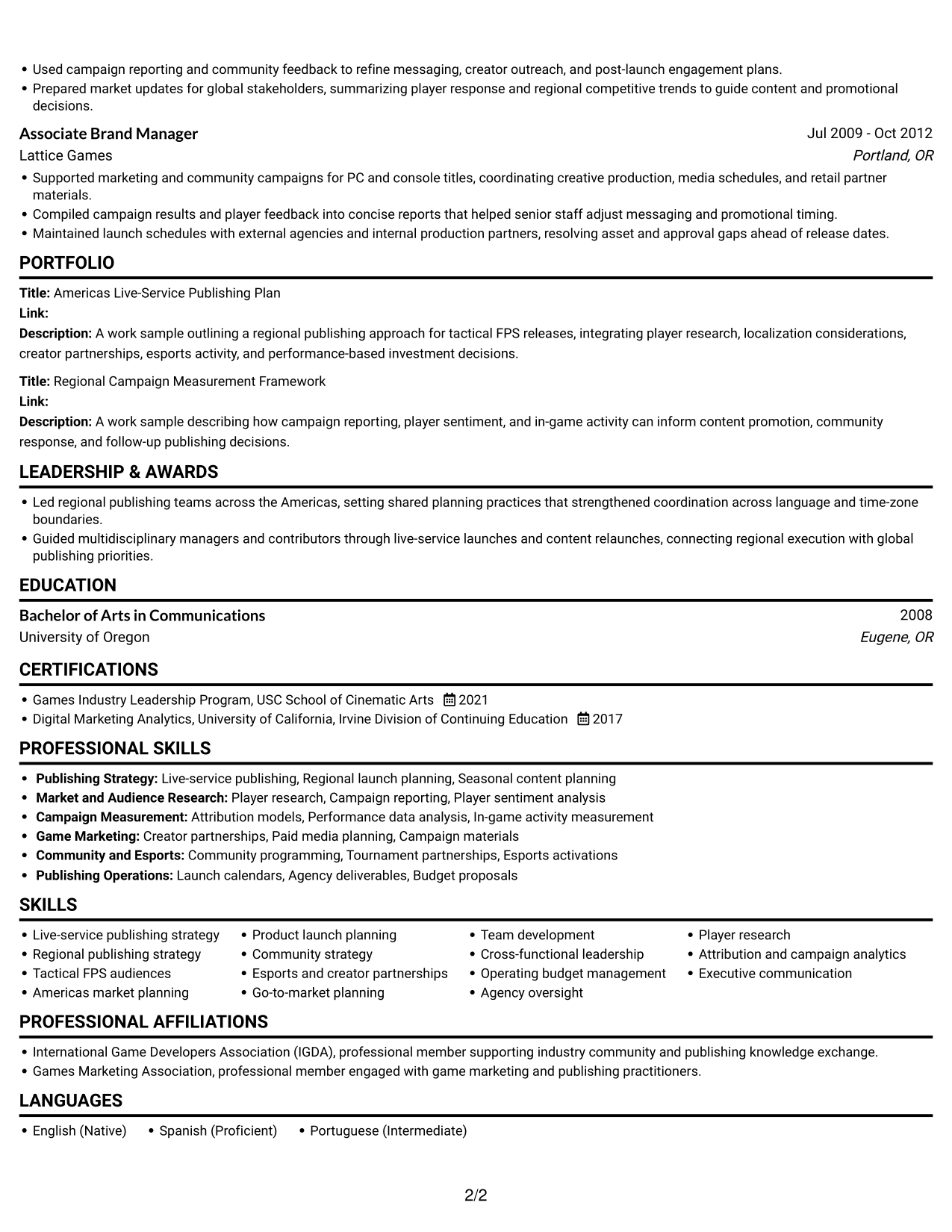 Resume example — page 2